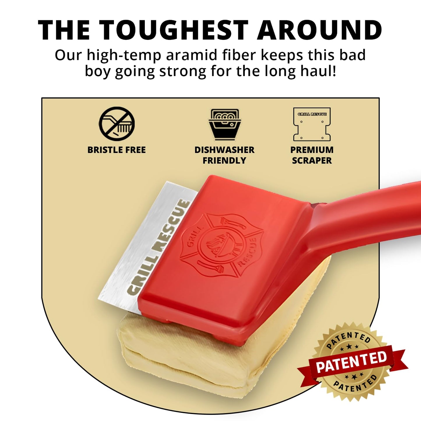 Grill Rescue BBQ Replaceable Scraper Cleaning Head, Bristle Free - Durable and Unique Scraper Tools for Cast Iron or Stainless-Steel Grates, Barbecue Cleaner (Grill Brush with Scraper)