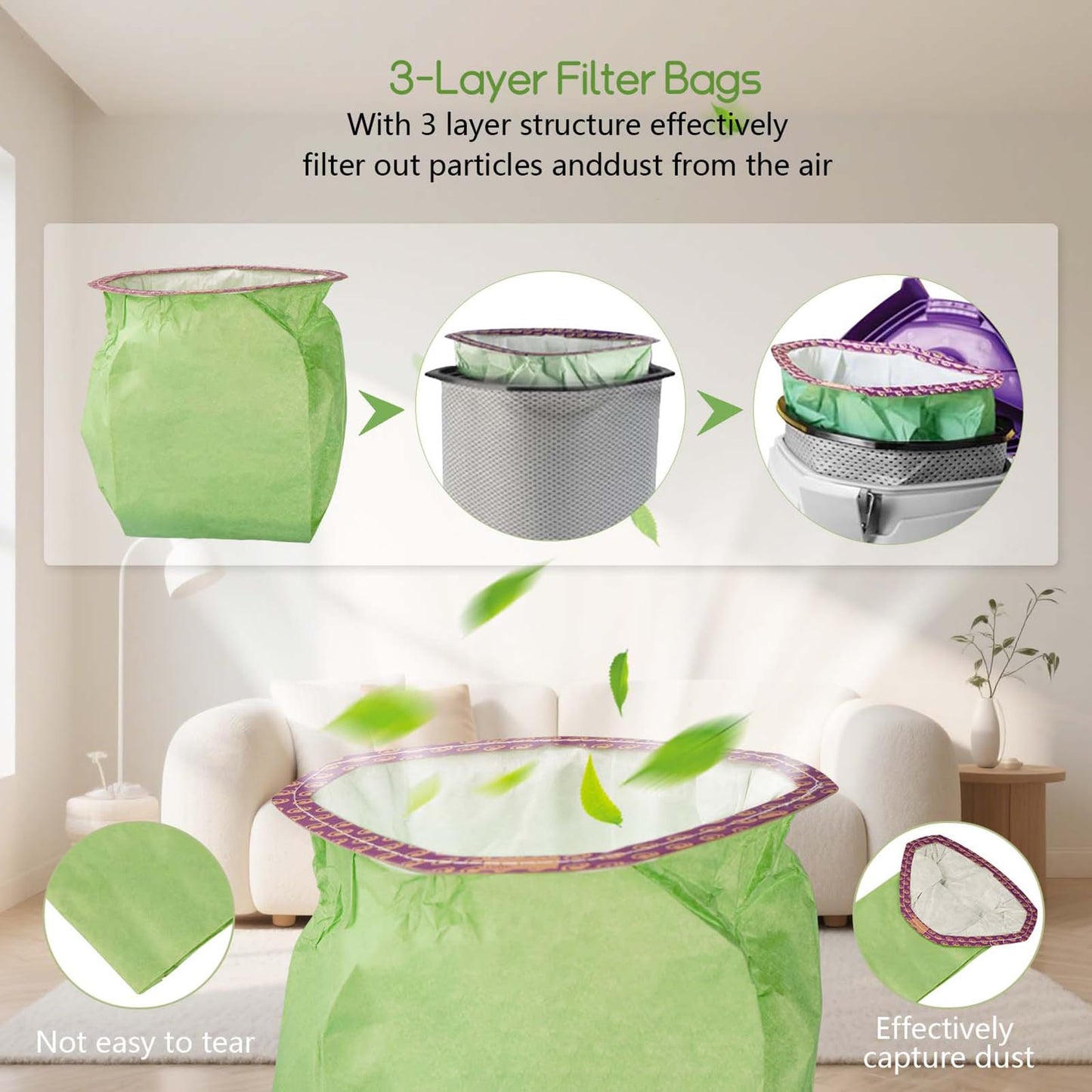 20 PACK 107314 Backpack Vacuum Bags Vacuum Filters bags Compatible with ProTeam 6 QT Backpack Vacuum, Super Coach Pro 6, ProVac FS 6, GoFit 6, GoFit 6 PLUS and GoFree Flex Pro II
