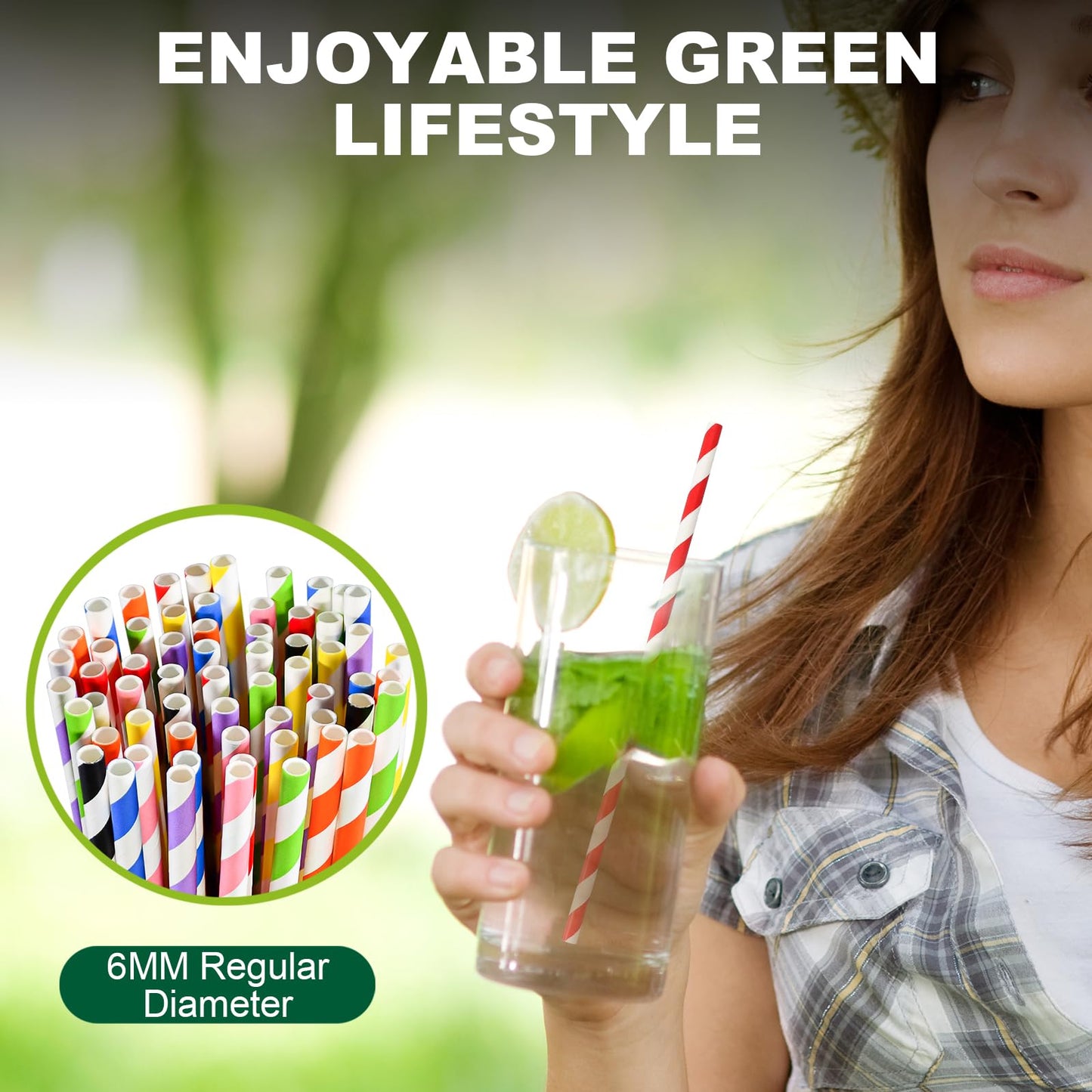 Chunspak Individually Wrapped Disposable Paper Drinking Straws 7.75'' x 0.24'' - Assorted Colors [400 Counts]