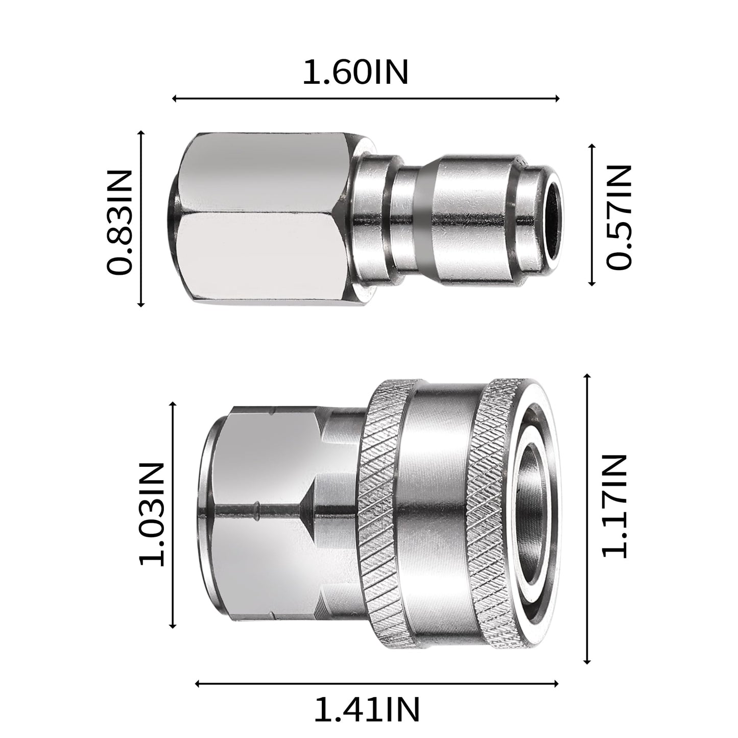 FENG PAI 12Pcs NPT 3/8 Inch Pressure Washer Adapter Set, 6 Sets Stainless Steel Internal Male and Female Quick Connector Kit, Pressure Washer Internal Female and Male Thread Fitting