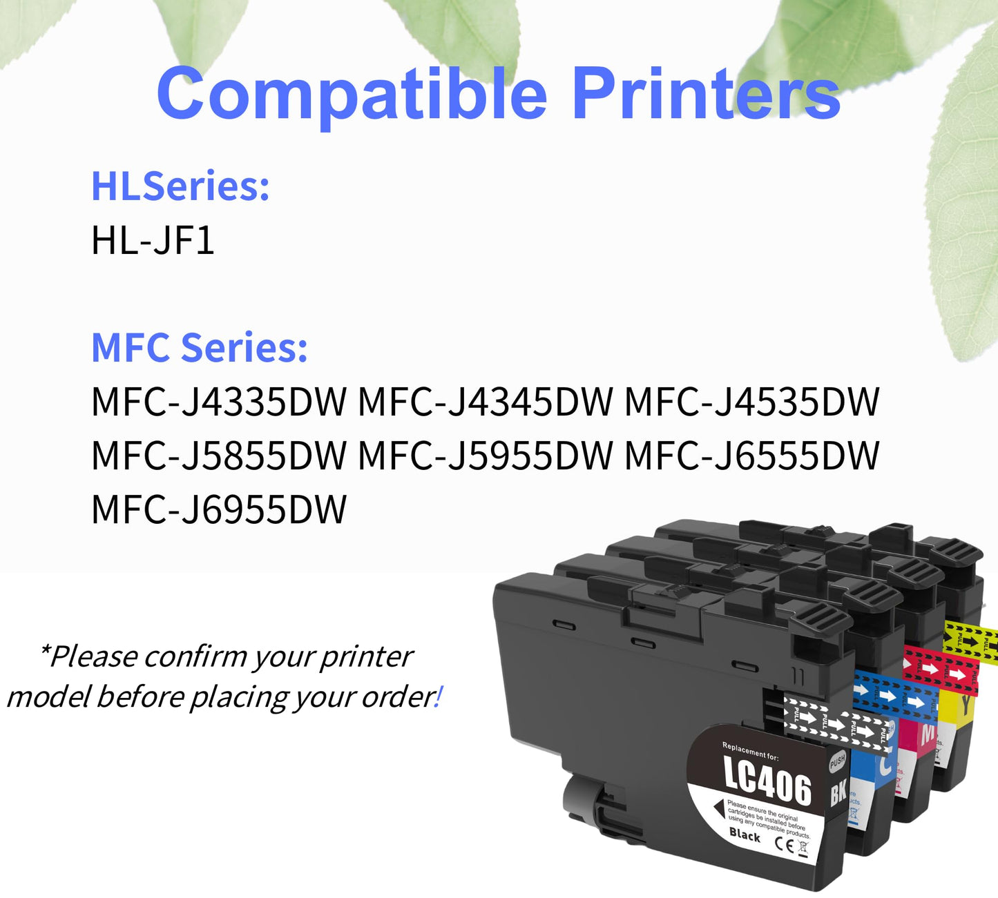 LC406 Ink Cartridges Replacement for LC-406 Ink Work with MFC-J4335DW J4345DW MFC-J4535DW MFC-J5855DW J5955DW J6555DW J6955DW Printer (4Pack)