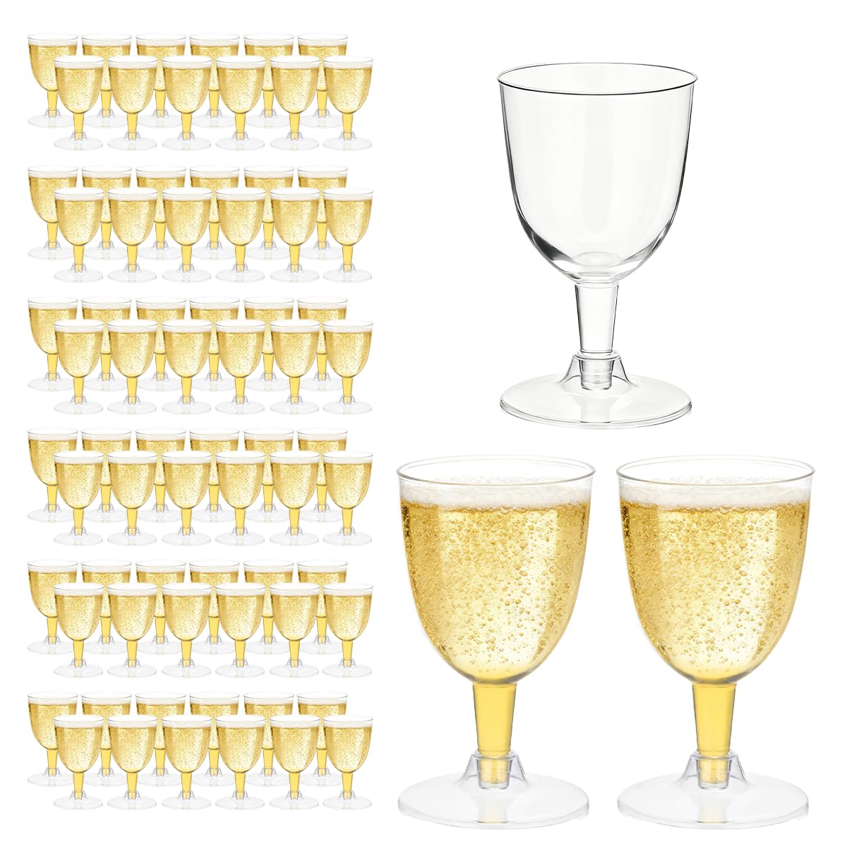 Hyuetrsa 75 Pack Plastic Wine Glasses 5oz Reusable Stackable Cups, Disposable Wine Cups with Stem Stackable Plastic Goblets for Outdoor Parties, Weddings, Birthdays, Picnics