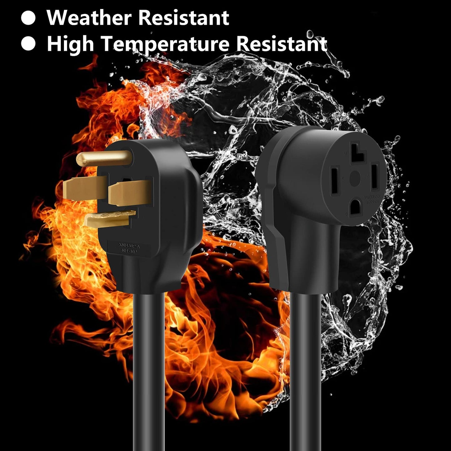 10 FT Dryer Extension Cord 4 Prong Canada, 10 Feet Nema 14-30 Extension Cable for Level 2 EV Charging, 30Amp 14-30P Male to 14-30R Female 125V/250V STW 10 Gauge