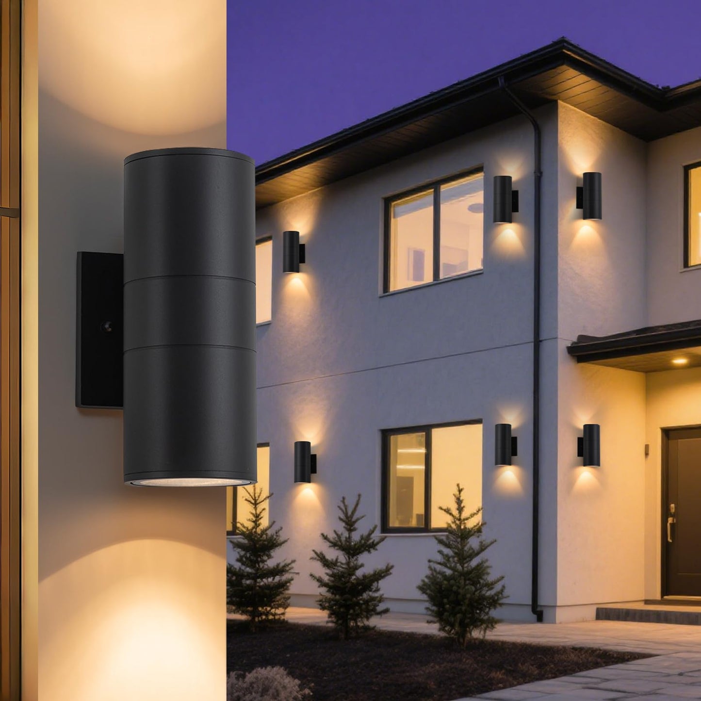 4 Pack 8.66 inch Modern Exterior Light Fixtures Outdoor Wall Light Porch Light Fixture,Modern Exterior Light Fixture, Anti-Rust Outdoor Sconce for Front House,Black Up and Down Lights Outdoor.