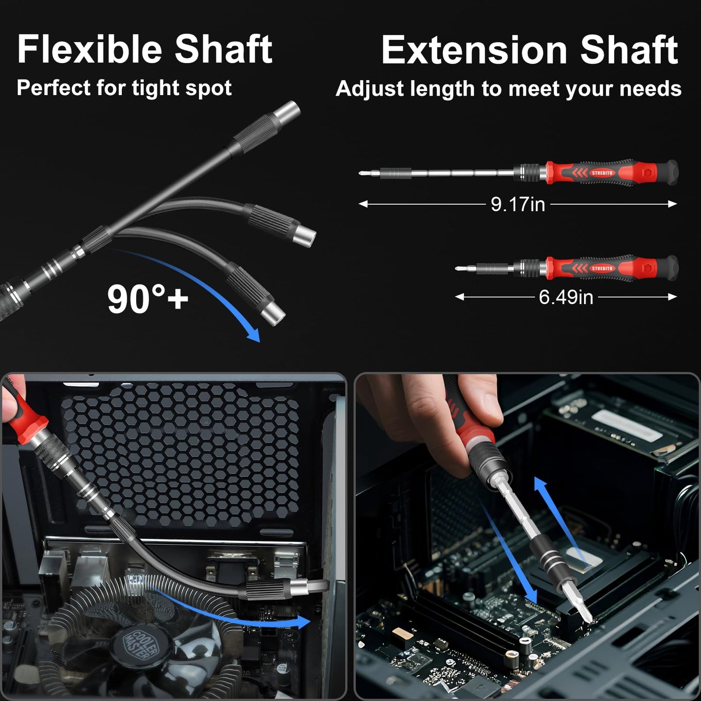 STREBITO 144-Piece Upgraded Electric Screwdriver, Max 0.7 N.m, 120 Magnetic Bits, 5-Gear Torque Adjustment, Precision Screwdriver Set, Repair Tool Kit for Tech, Electronics and PC, Gifts for Men