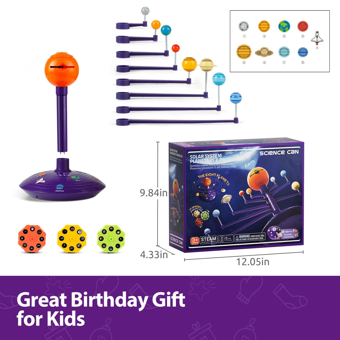 Science Can Solar System for Kids, Talking Astronomy Solar System Model Kit, Planetarium Projector with 8 Planets STEM Space Toys for 3 4 5+ Years Old Boys Girls