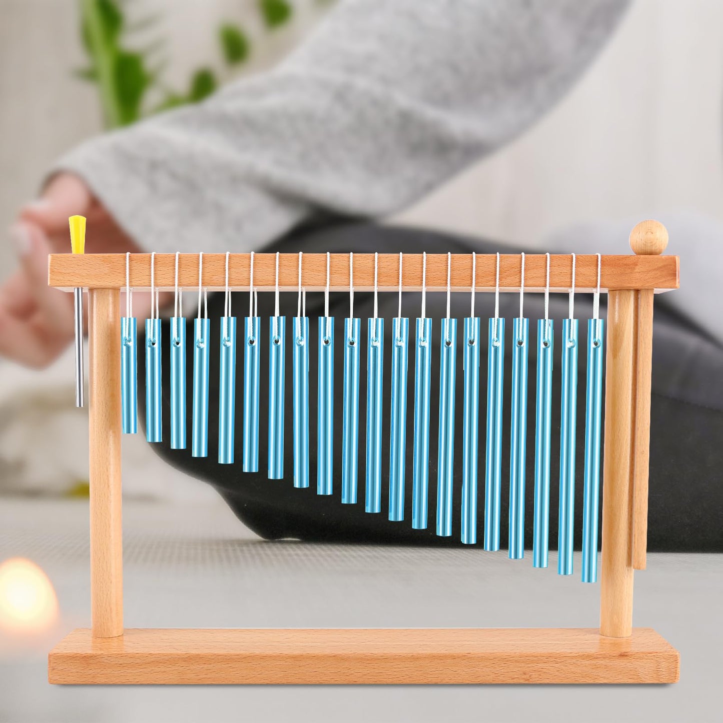 EASTROCK 20 Note Chime Table Wind Chime Bar Percussion Instrument Single Row Chime Hand Chimes Relaxing Meditation Healing Sound Desktop Decoration (Blue)