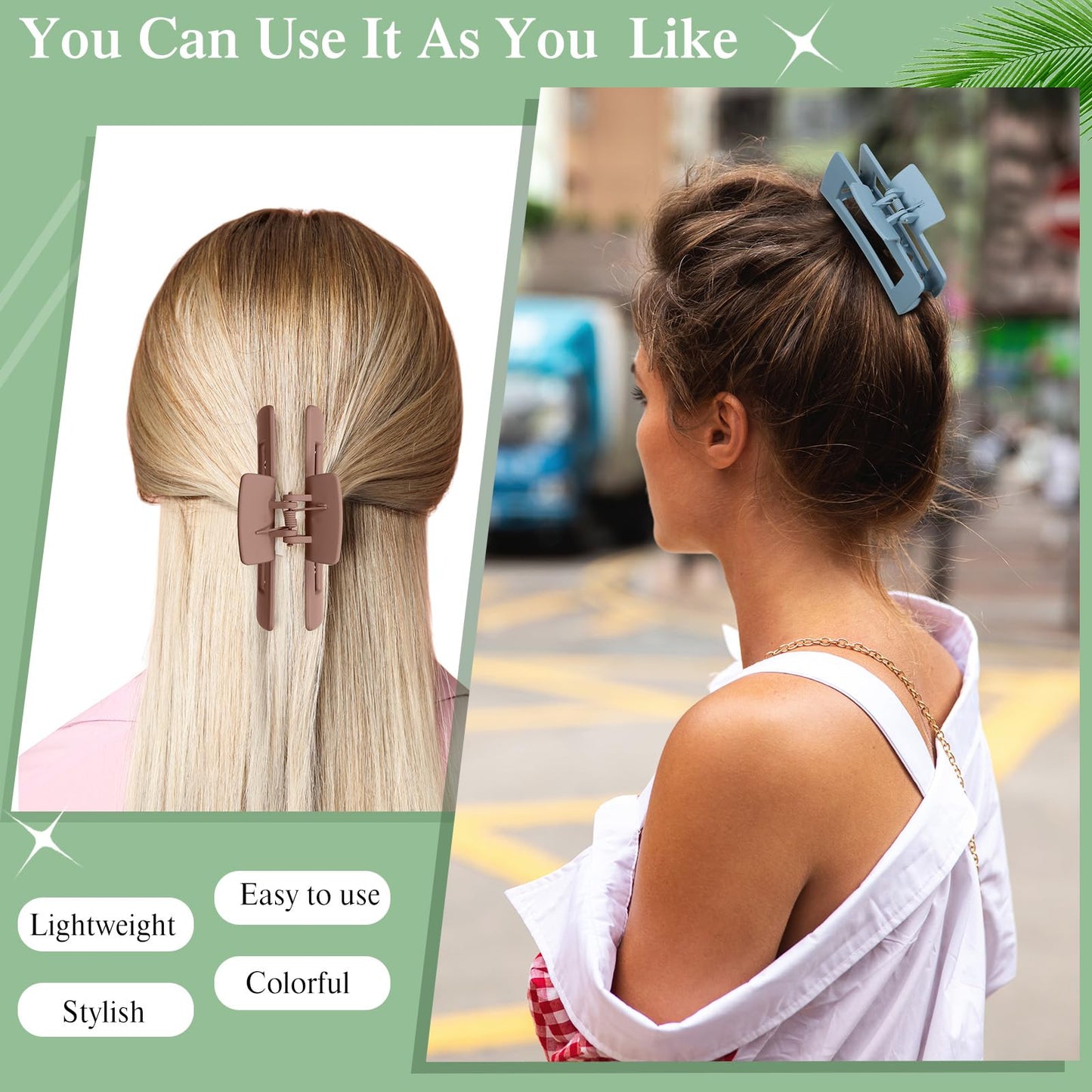 XunYee 60 Pcs Hair Clips Bulk Hair Claw Clips for Women Girls 4.1 Inch Large Rectangle Non-slip Square Strong Hold Jaw