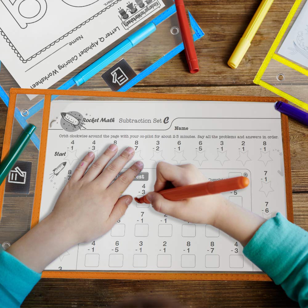 22 Dry Erase Pockets Reusable Sleeves 10x13 - Dry Erase Pocket Sleeves Dry-Erase Sleeve Classroom Pack Dry-Erase Sheet Protectors Pouches Write and Wipe Pockets Erasable Pocket Sleeve for Classroom