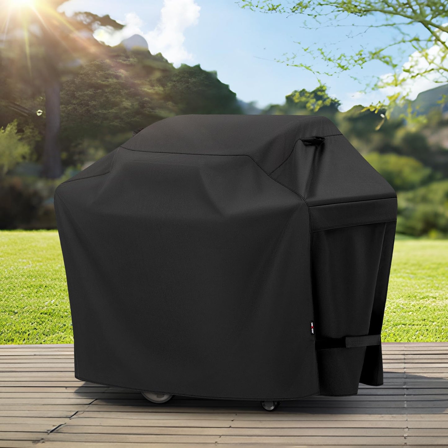 UNICOOK BBQ Cover 60 Inch, Heavy Duty Waterproof Housse BBQ, Special Fade and UV Resistant Outdoor Barbecue Grill Cover, Barbecue Accessories Compatible for Weber Char-Broil Nexgrill and More