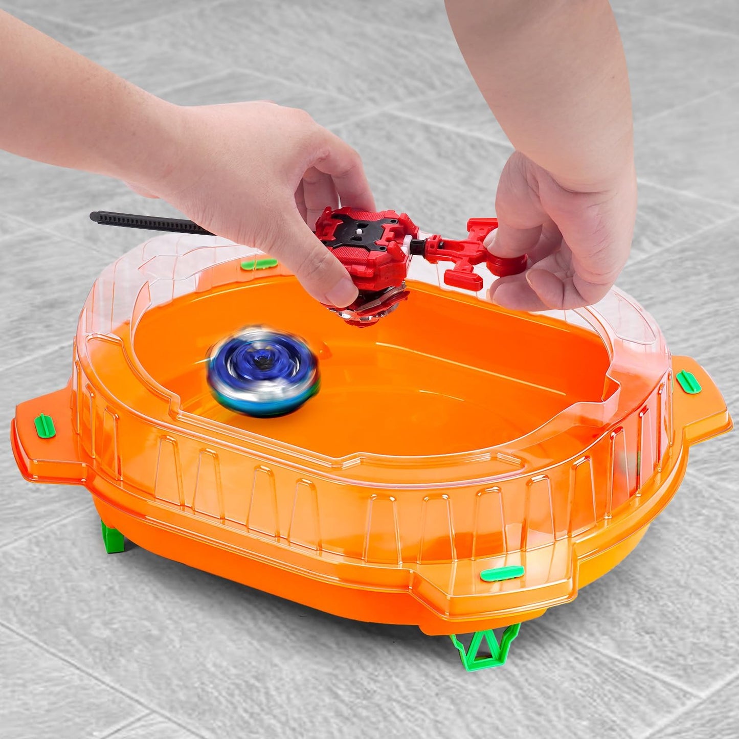 Burst Battling Top Toy, Stadium Set, 6 Spinning Tops, 2 Launchers and 1 Arena, Birthday Gift Boys Toys for 6+ Year Old (Orange)