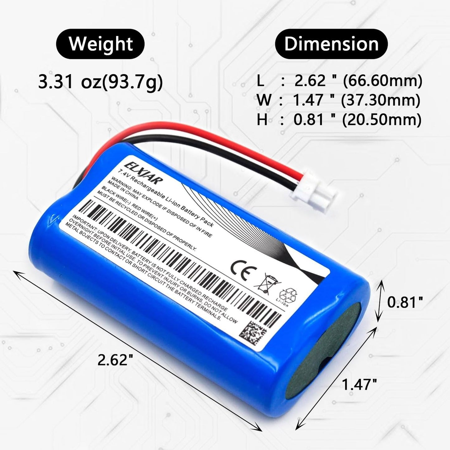 Coonyard (2-Pack) 7.4V 2600mAh Li-ion Replacement Battery for SurgiTel Eclipse EHL65 EHL-65 Odyssey Analog, fits 25458 OM0134 LED Headlights