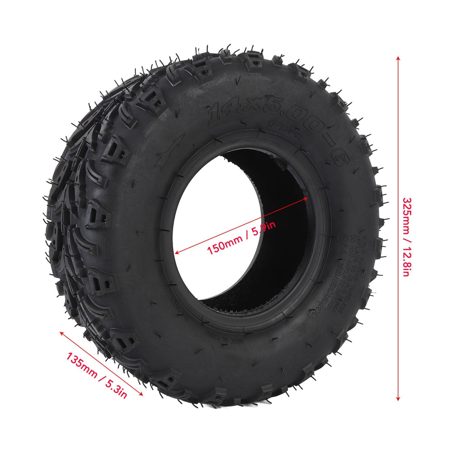 14x5.00-6 ATV UTV Tire, Universal All Terrain Tire, Trail Mud Sand Off Road Tire for 4 Wheelers ATV, Quad Lawn, Wheelbarrows, Go Kart, Snow Blower, Tractor, Lawn Mower Tires