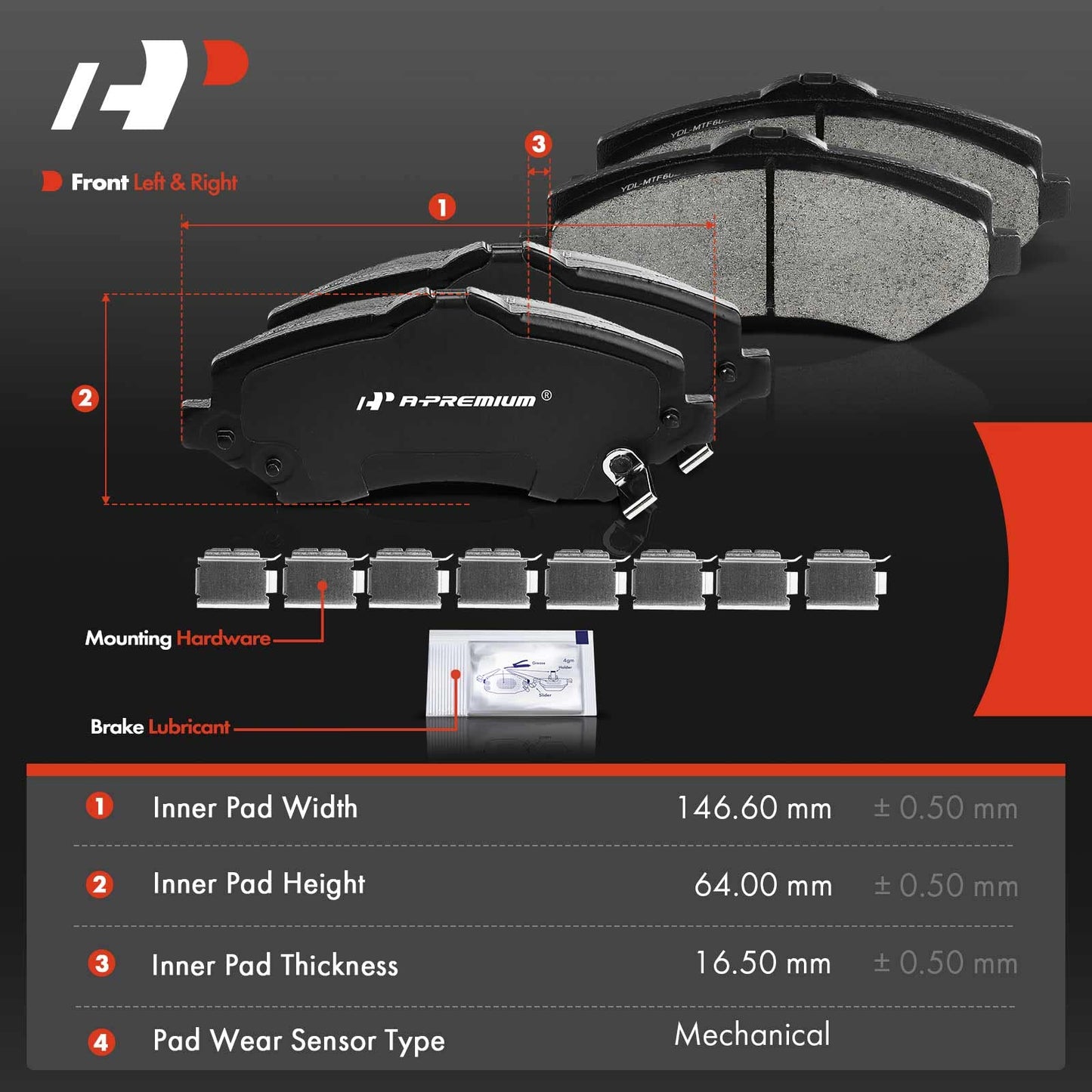 A-Premium Front Ceramic Disc Brake Pads Set Compatible with Select Dodge, Jeep, Volkswagen, Ram and Chrysler Models - Journey, Grand Caravan, Nitro, Liberty, Wrangler JK, Routan, C/V, Town & Country