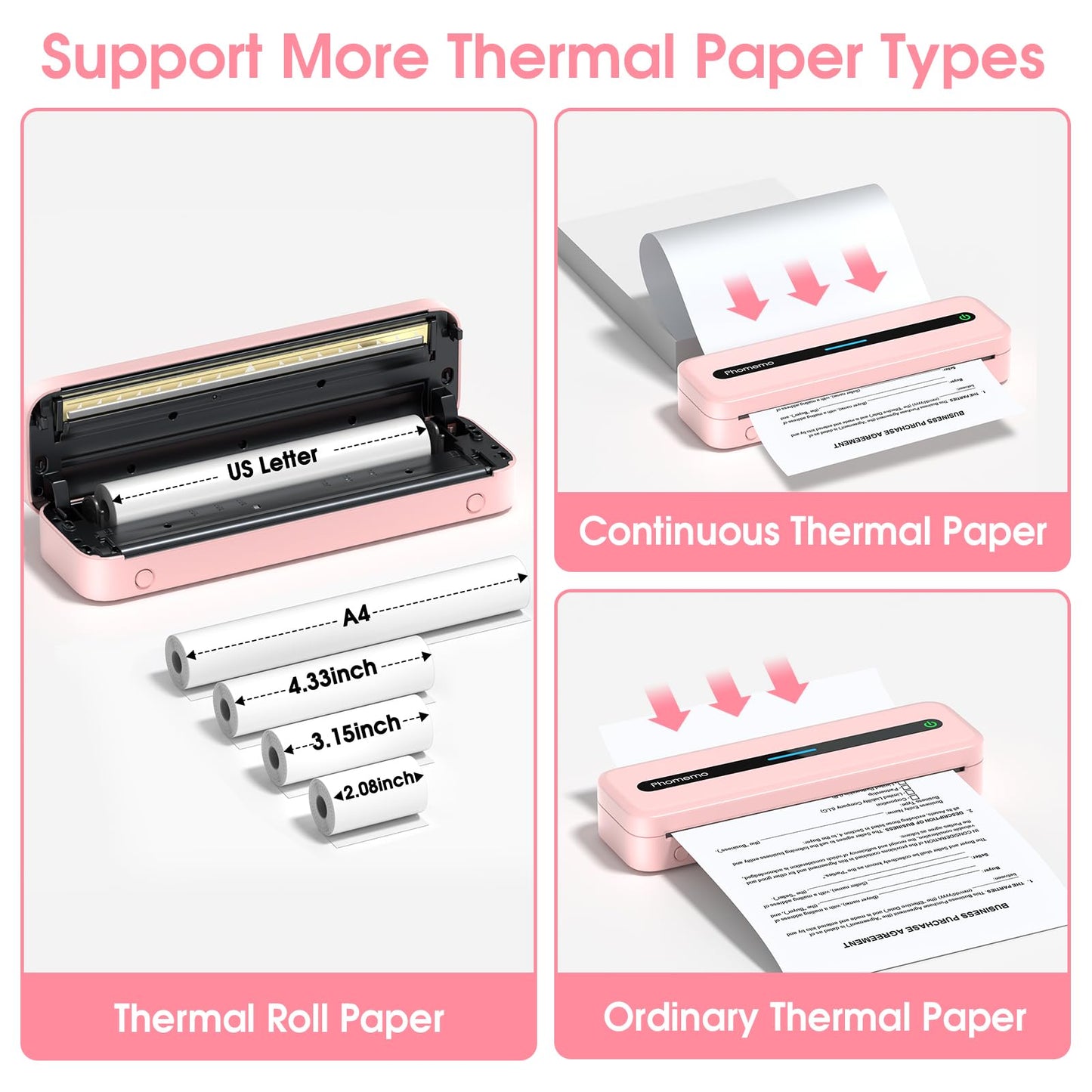 Phomemo M832 Portable Printer, Inkless Thermal Printer, Portable Printers Wireless for Travel, Support 8.5" X 11" & A4 Thermal Paper, Bluetooth Mobile Printer Compatible with iPhone Android Laptop