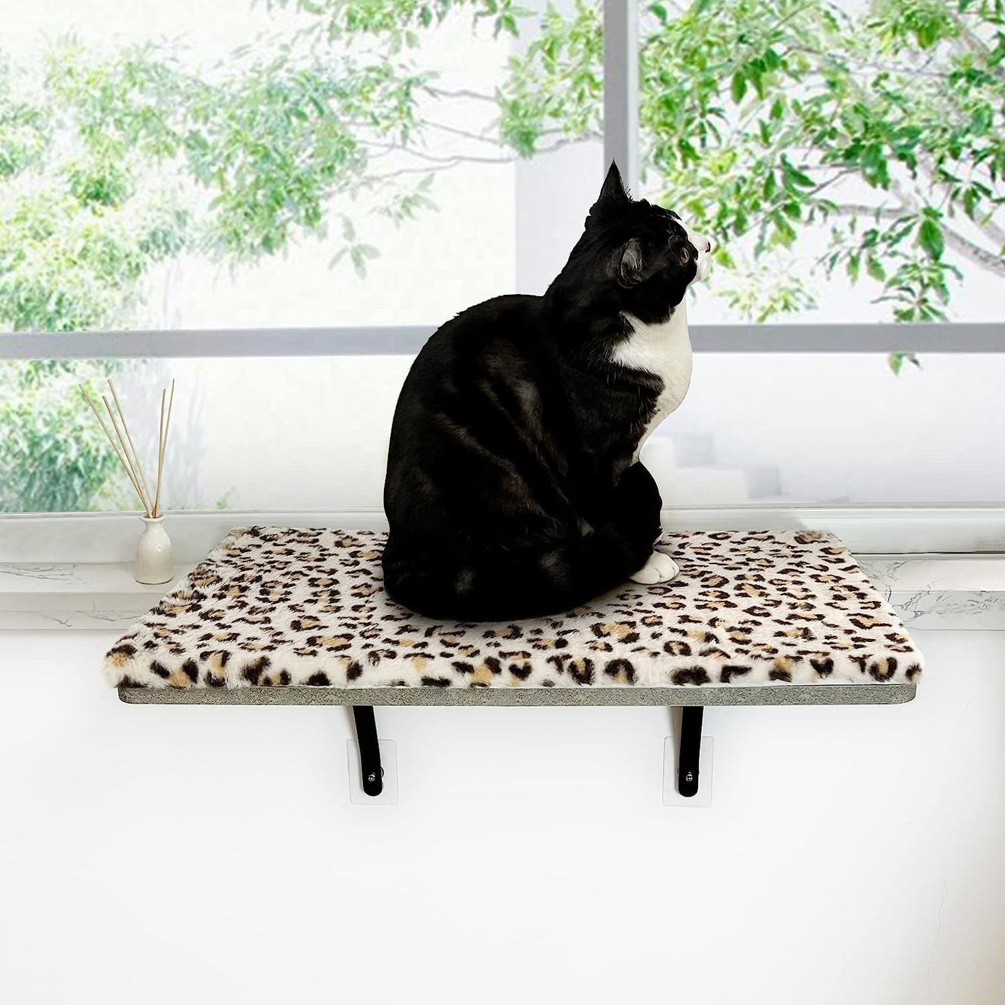 Cat Window Bed, 23" Large Size for 2-3 Cats with 2 Replacement Cover Cat Window Perches Rack, Sunbath Freedom Hammock Seat Narrow Windowsill Extends Cat Rest Space