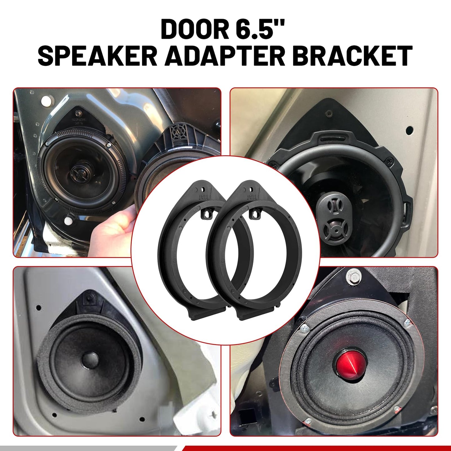 RED WOLF Front/Rear Door 6.5" Inch Aftermarket Speaker Update Install Spacers Adapter Replacement for GMC 2006-2019, Chevrolet 2006-2015 Some Cadillac, Buick