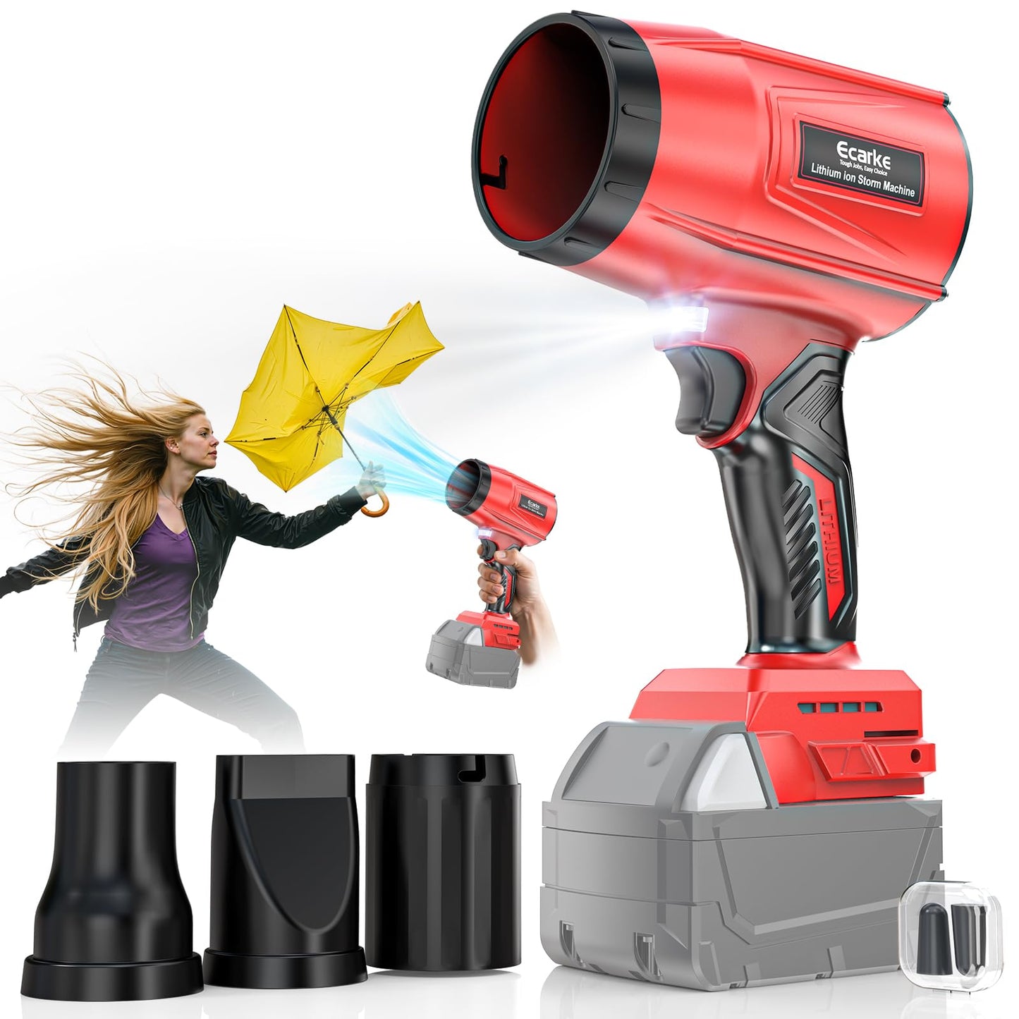 800,000 RPM Leaf Blower Compatible with Milwaukee 18V: Ecarke Cordless Dust Blower, Electric Turbo Jet Blower Handheld Battery Powered with Brushless Motor for Patio Garden Lawn(Tool Only, No Battery)