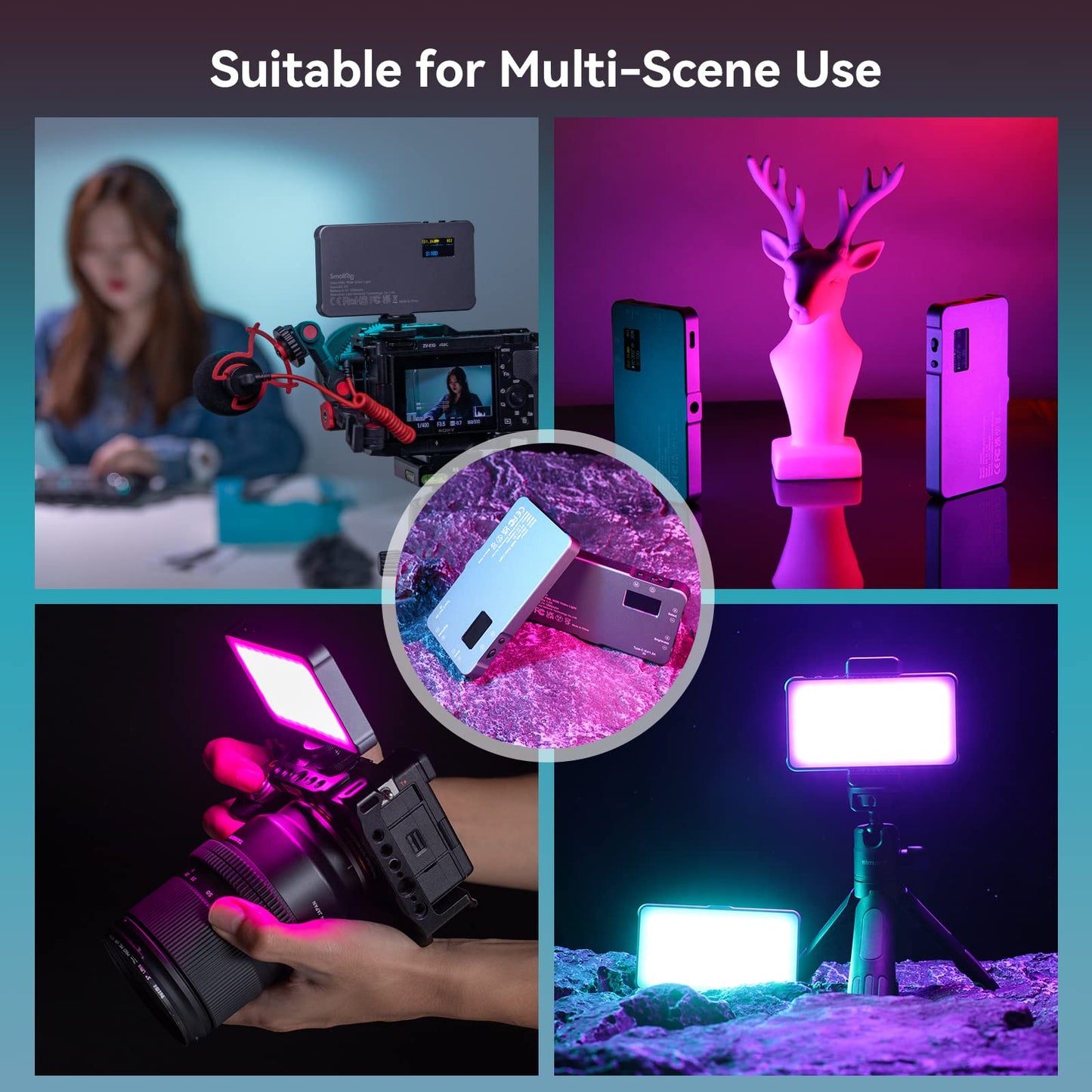 P96L RGB Video Light by SmallRig, Portable Metal LED Camera Light, 2500-8000K, 21 Effects, CRI 96+, OLED Display, Photo and Video Lighting, Long Battery Life, Fits Phone and Camera - 3489B