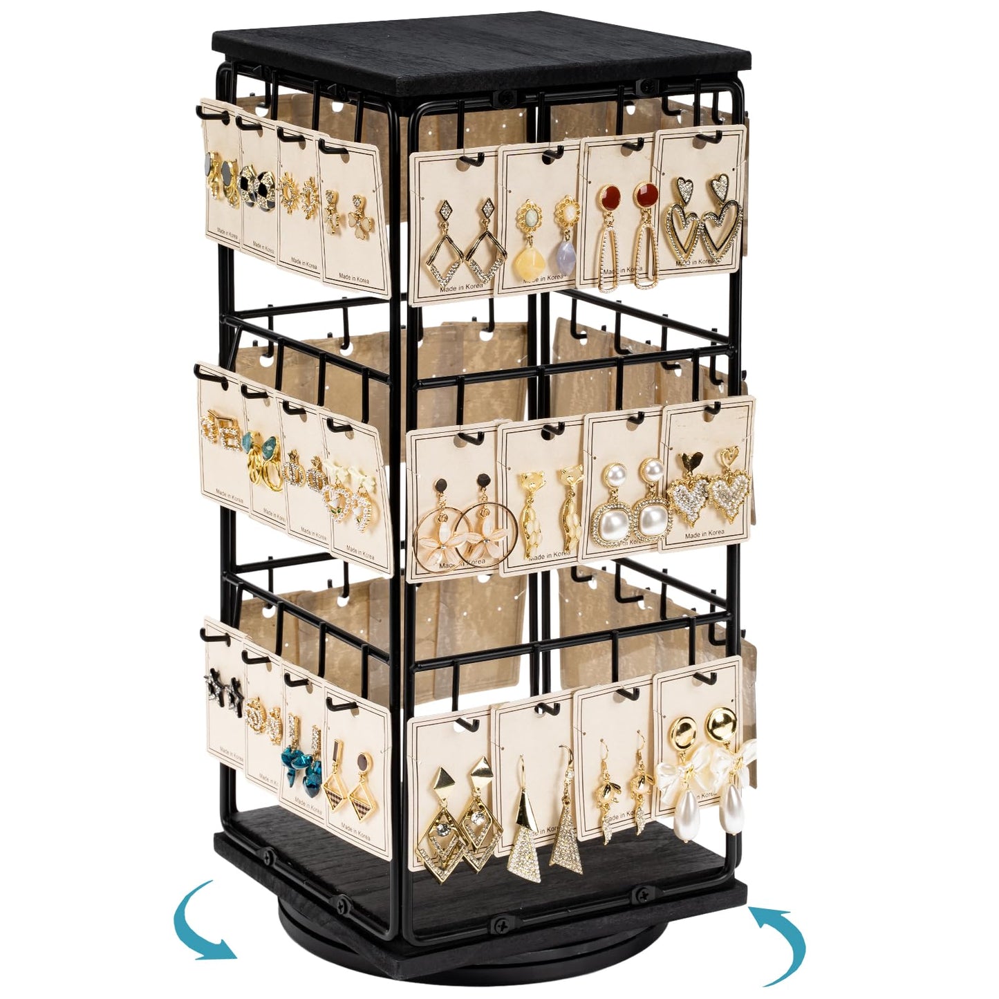 Yoimori 360 Rotating Earring Display Stands for Selling, Earring Rack Display Holder Organizer Stand, Jewelry Display for Vendors Selling Earring Cards, Necklaces, Bracelets, Hair Accessories