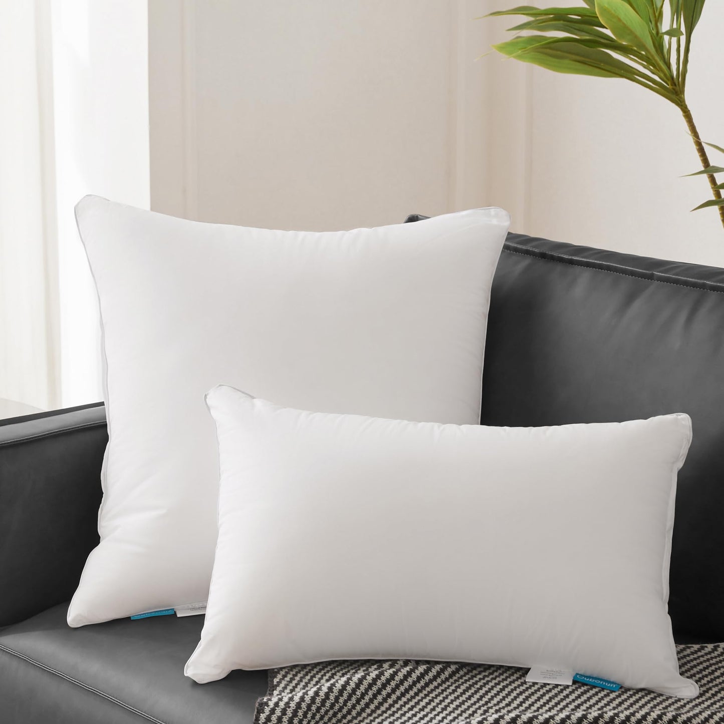 Oubonun 26 x 26 Pillow Inserts (Set of 2) - Throw Pillow Inserts with 100% Cotton Cover - 26 Inch Square Interior Sofa Pillow Inserts - Decorative Pillow Insert Pair - White Couch Pillow