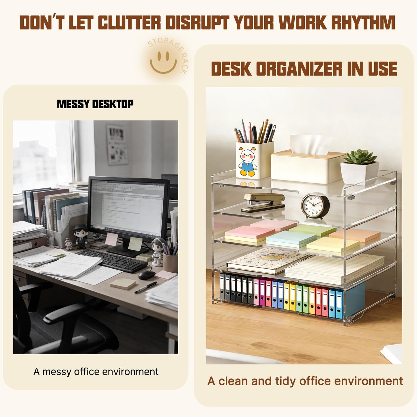Paper Organizer Tray, Leffis Clear Acrylic Desk Organizers and Accessories, Letter Tray Organizer, Acrylic Desk Organizer, Office Desktop Organizer, for Home School Desktop Organization