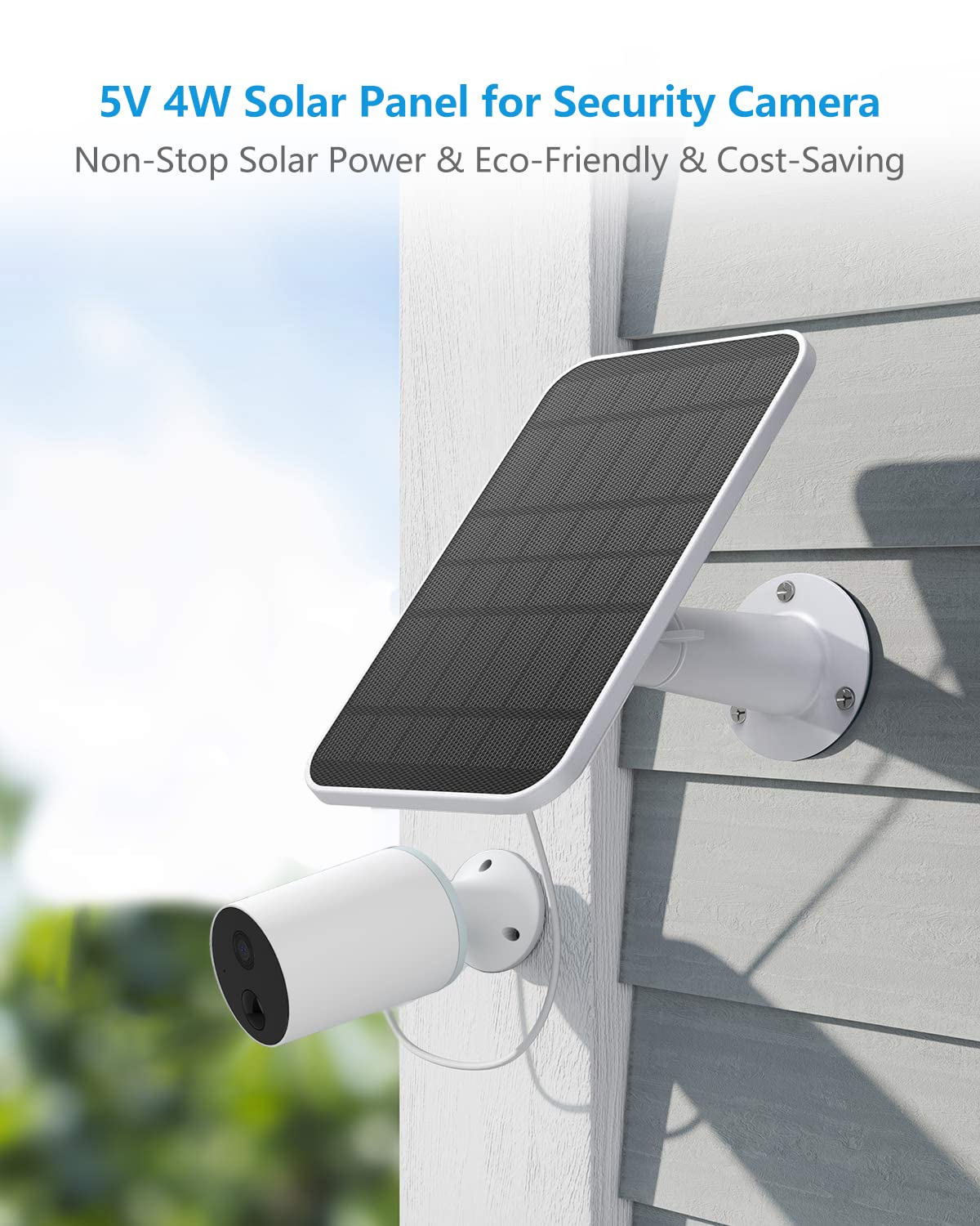 Solar Panel Charger Compatible with Eufycam 3/3C/2C/2C Pro/E40/E20/2/2 Pro/E/L20/L40/Solo/SoloCam Spotlight, 5W Solar Panel for Eufy Camera, Micro USB & USB-C Port, 9.8ft Cable, P65 Waterproof, 3 Pack