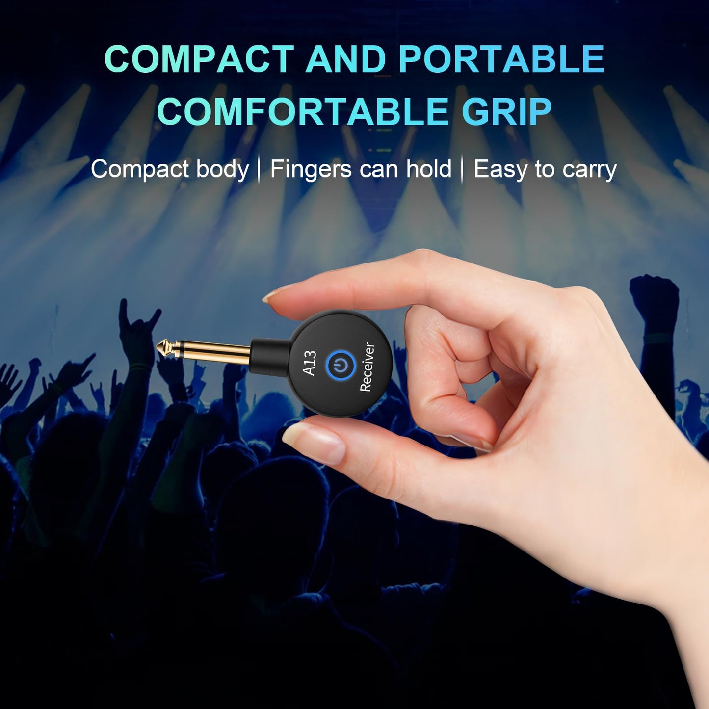 A13-2 Wireless Guitar Transmitters Receivers, Wireless Bass/Keyboard System, 2.4GHz Guitar Accessories, No Latency, 100ft Range, Rechargeable 5-Hour Battery, Plug & Play