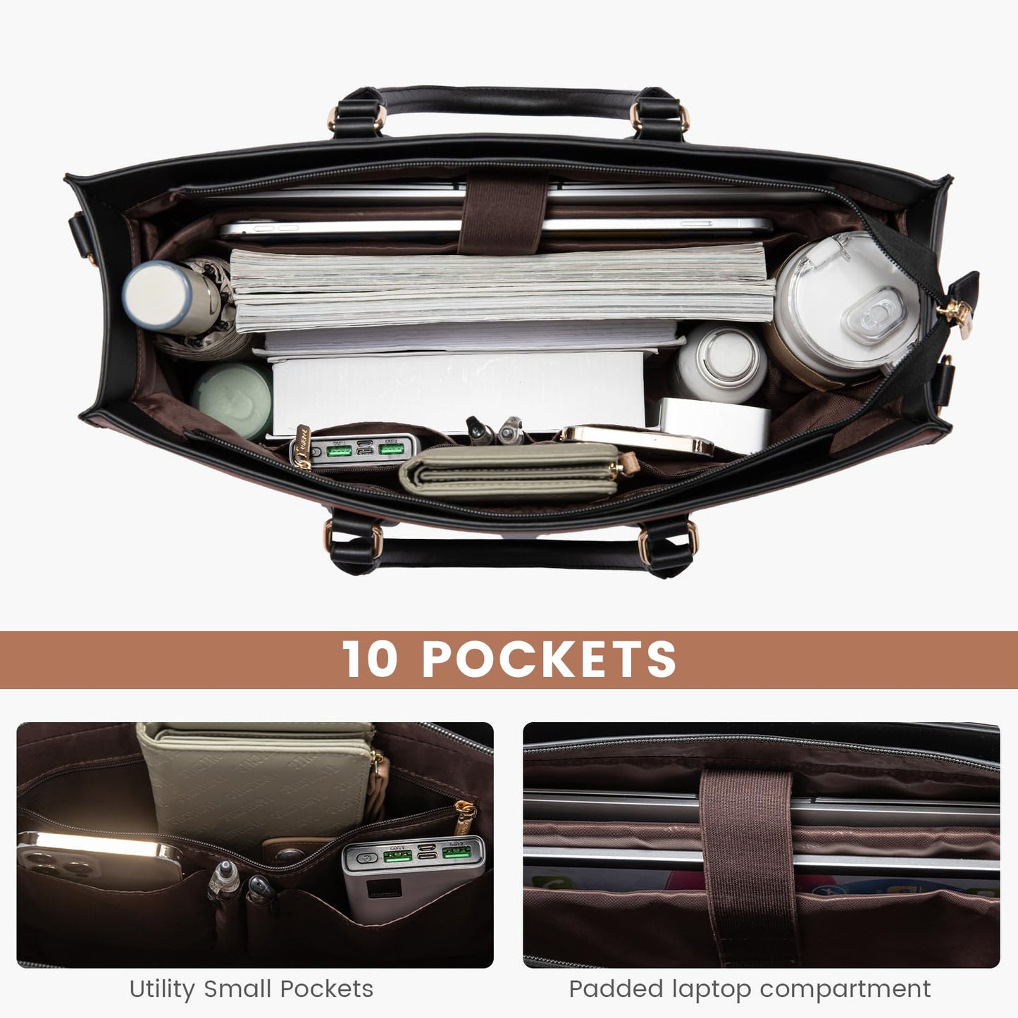 LOVEVOOK Laptop Tote Bag for Women Work Travel, Stylish Teacher Bag Purse Computer Bag, Nurse Bags Briefcase Business Handbag