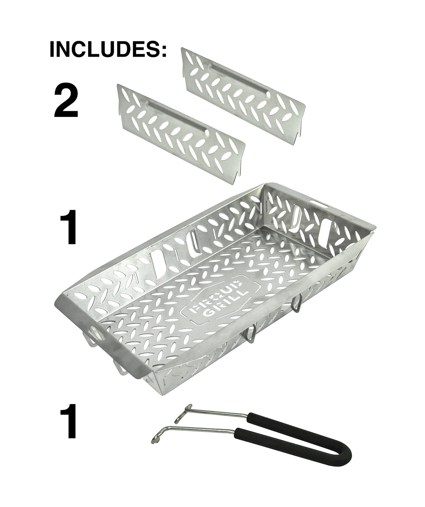 Proud Grill UltraVersatile Stainless Steel Grill Basket - Large BBQ Grill Basket for Grilling Vegetables. Detachable Handle and Movable dividers. Perfect Grill Accessory to Grill Veggies, Fish, Meat.