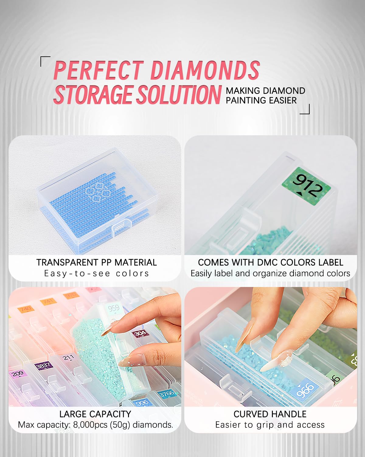 Forever Young 45pcs Diamond Painting Storage Containers Trays with Lids, 2-in-1 Diamond Art Storage & Trays, Bead Storage & Line-Up, Box Package