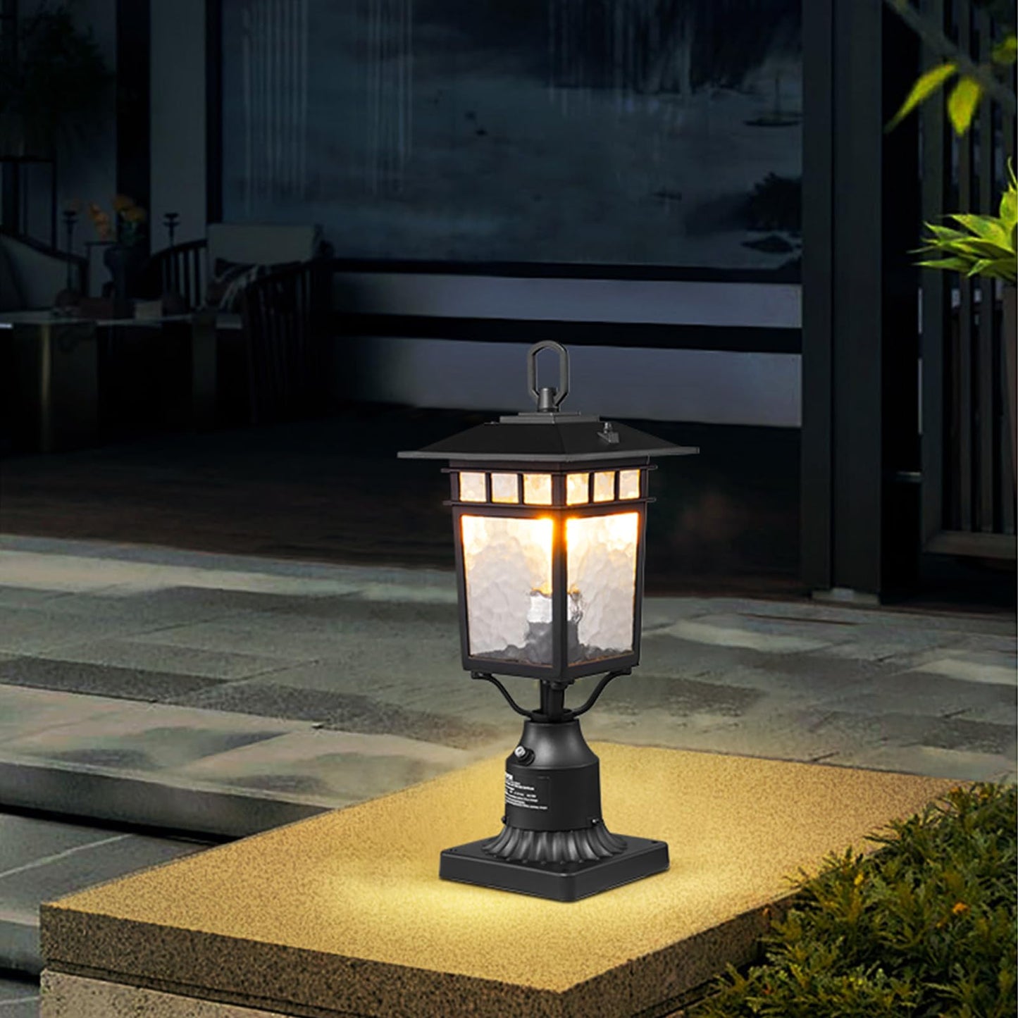 VEVOR 2 Pack Dusk to Dawn Outdoor Post Light, 15.75 in, Waterproof Lamp Post Light Fixtures with 3.5 in Pier Mount Base Glass Shade, Lightning-proof Exterior Pole Column Light for Patio Garden Pathway