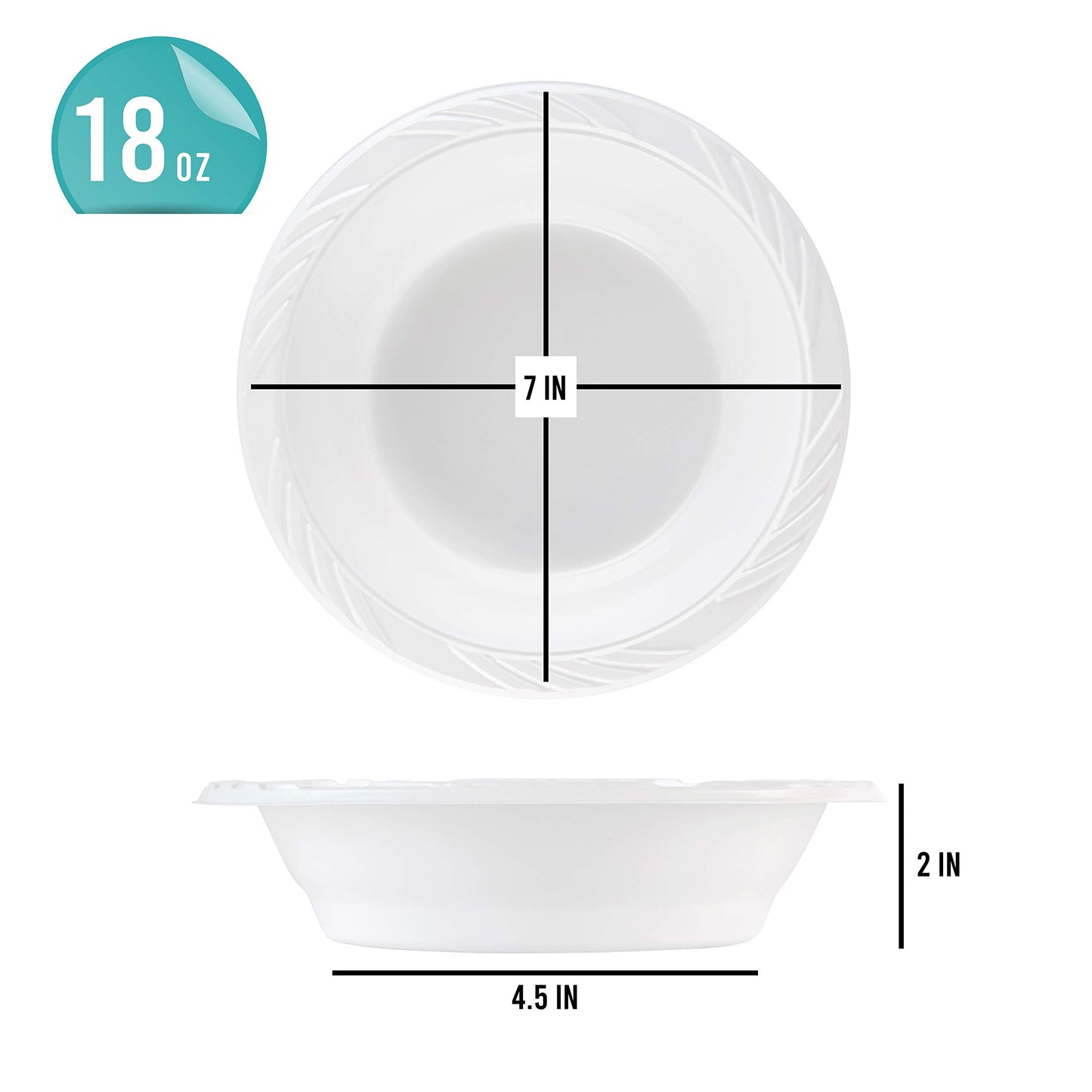 200 Count Disposable 18 ounce White Plastic Soup Bowls