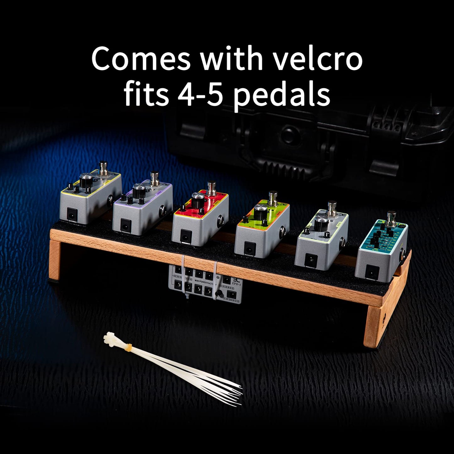 ENO MUSIC 14" Wooden Mini Pedal Board Guitar Effects Compact Small Pedalboard with Pedals Mountain Tape & Cable Tie