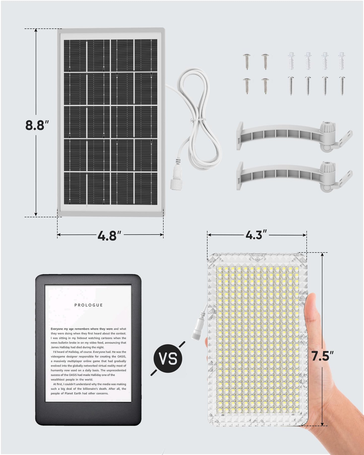 1000 Lumens 299 LED Solar Lights Outdoor IP65 Waterproof JACKYLED Solar Powered Porch Lights with Extension Cord, Wall Mount Dusk to Dawn Security Lighting for Front Door Shed Patio Barn Garage