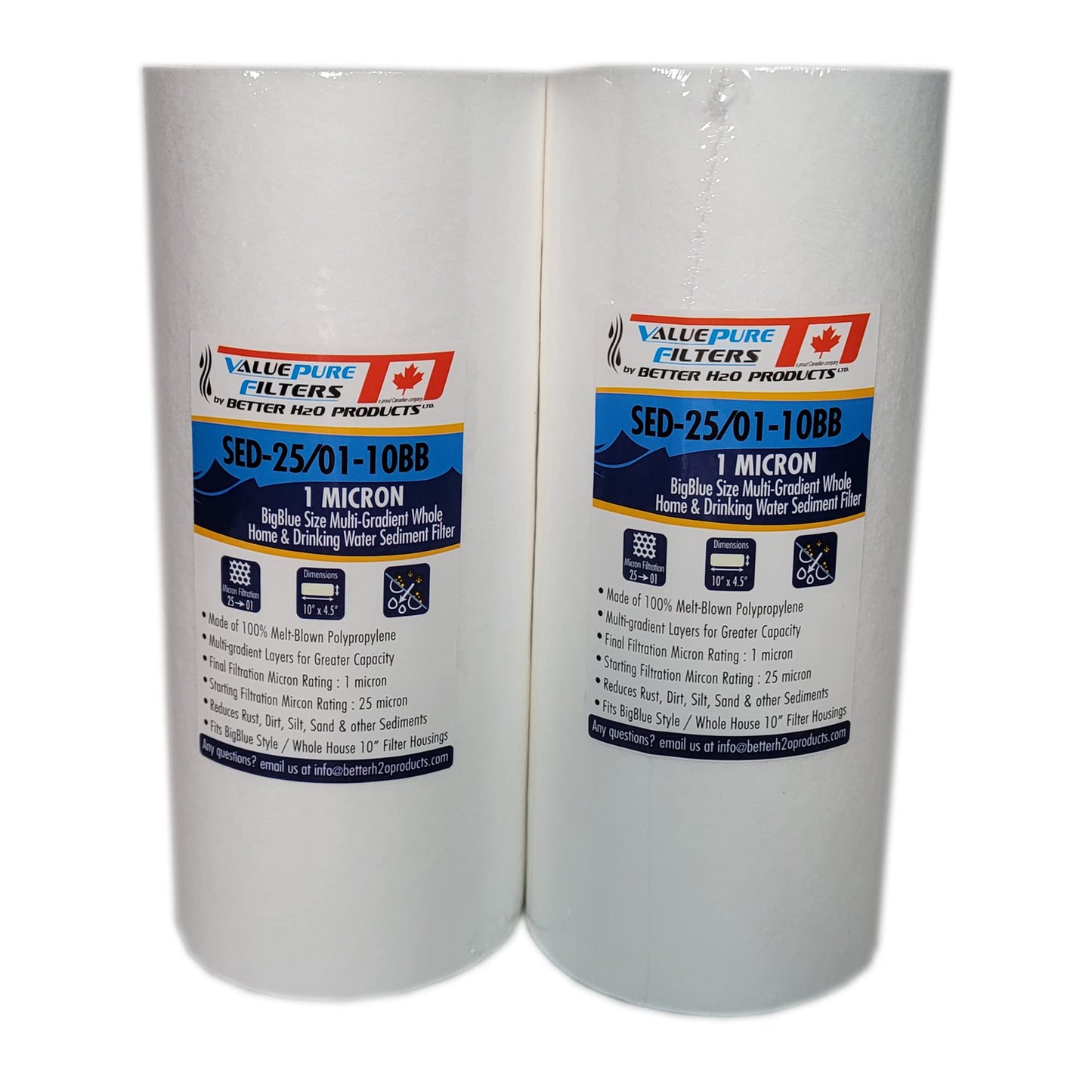 2-Pack | 1 Micron Multi-Gradient Sediment Water Filter | 10" x 4.5" Cartridge | Whole House Sediment Filtration | What You Need Without The Cost! | Fits All 10-inch Big Style Size Housing