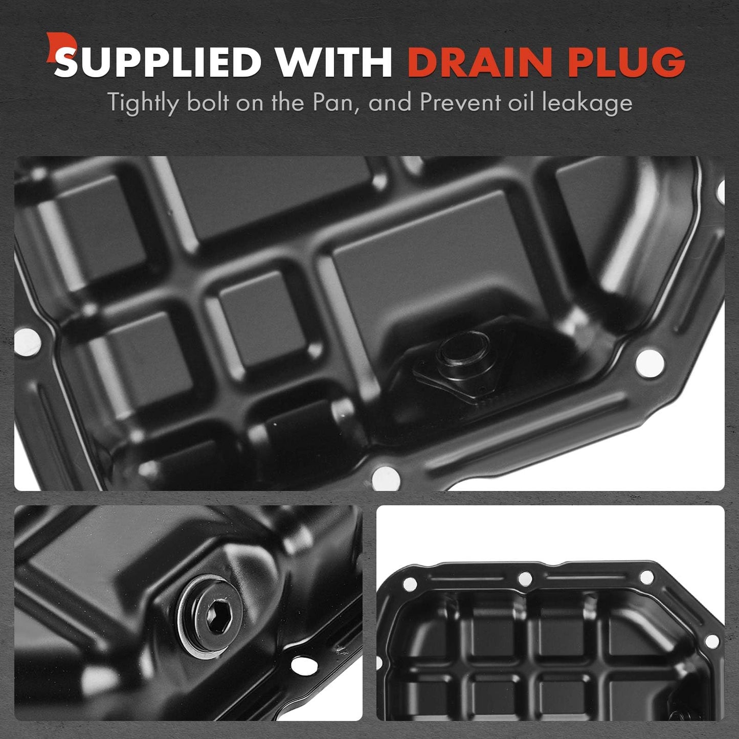 A-Premium Lower Engine Oil Pan Sump with Drain Plug Compatible with Hyundai Elantra 2007-2012 & Kia Spectra5 2007-2009, 2.0L