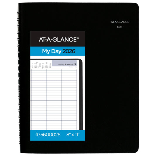 AT-A-GLANCE 2026 Appointment Book Planner, Daily, Four Person Group Planner, 8" x 11", Large, Quarter-Hourly, DayMinder, Black (G5600026)