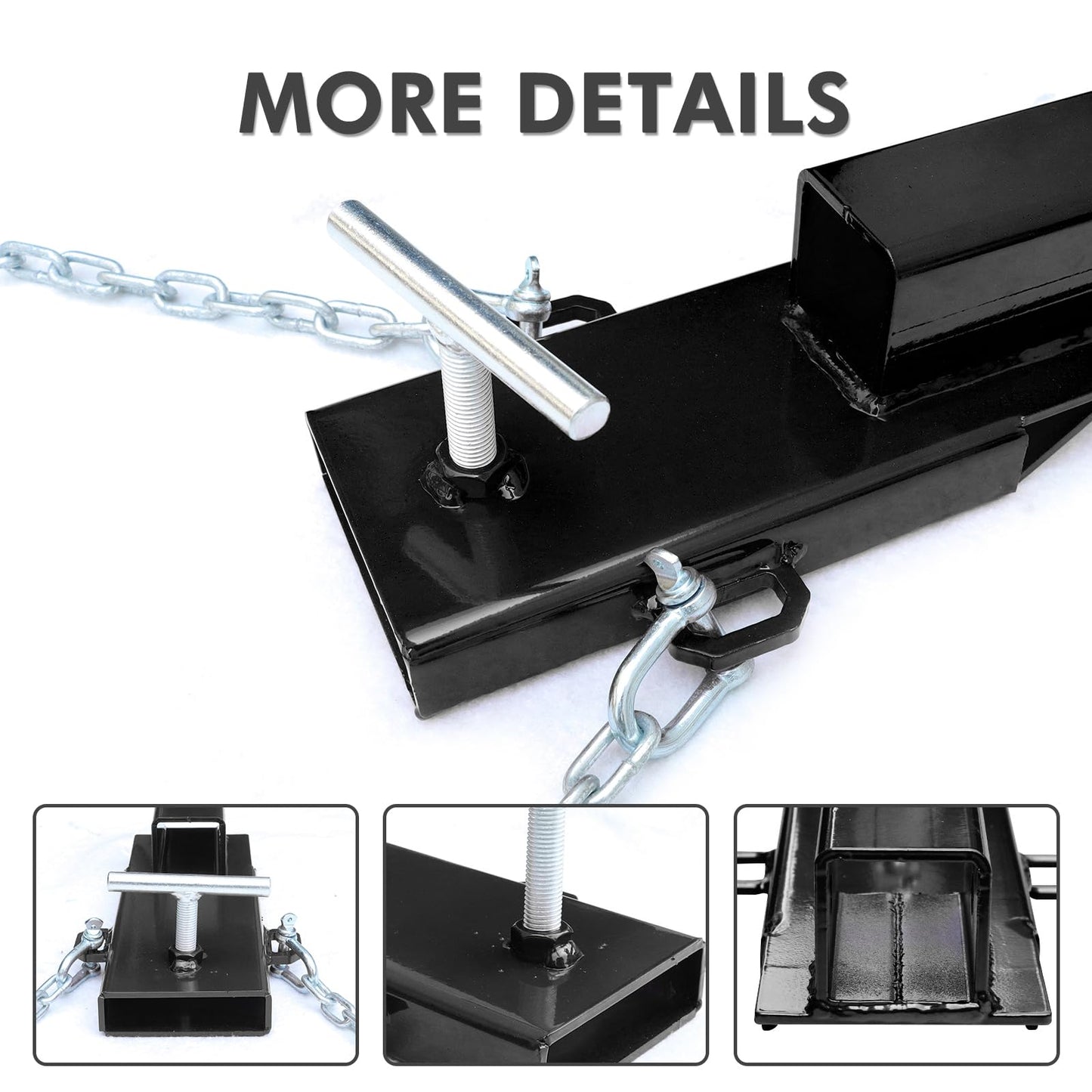 BESTZHEYU Forklift Trailer Hitch Attachment, EBESTTECH 1PC 2'' Receiver Trailer Towing Adapter with Chain Black