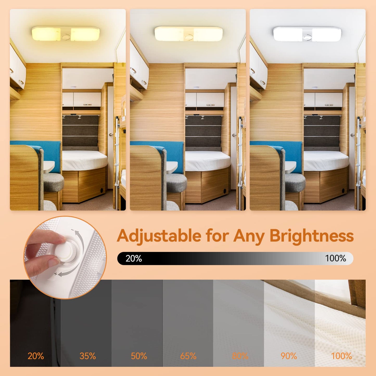 LILTSDRAE RV Lights Interior 1700LM，3 Color 12V Volt Led Light, Super Bright 120 LEDs Dome Light Fixture for RV Accessories/Camper/Car/Trailer/Boat ((Crystal Finish/(Cold +Warm+Natural Light) 4PCS))