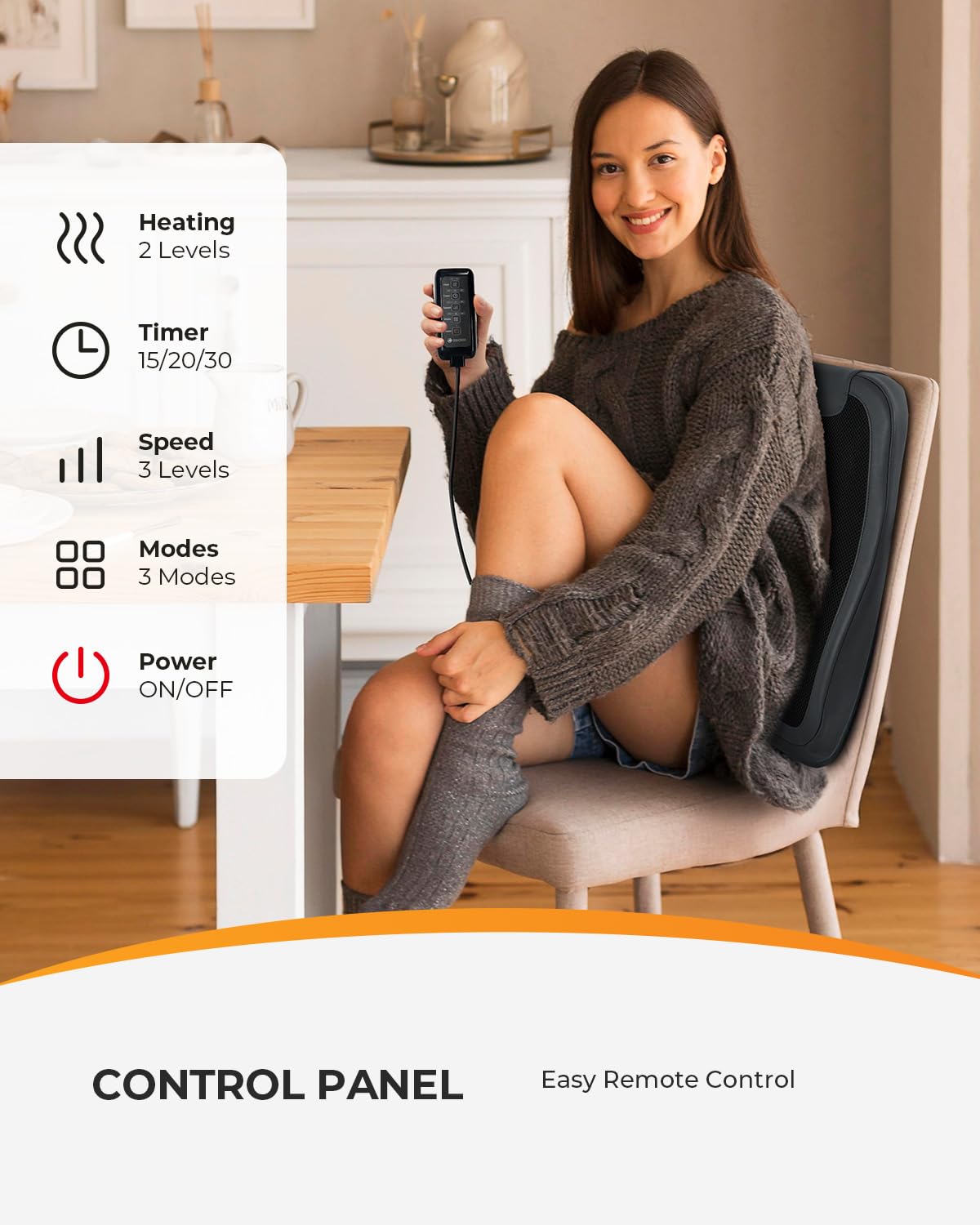 CooCoCo Back Massager for Back Pain Deep Tissue, Shiatsu Massager with Heat, 3D Kneading Massage for Lower Back for Chair, Gifts for Mom, Dad, Women