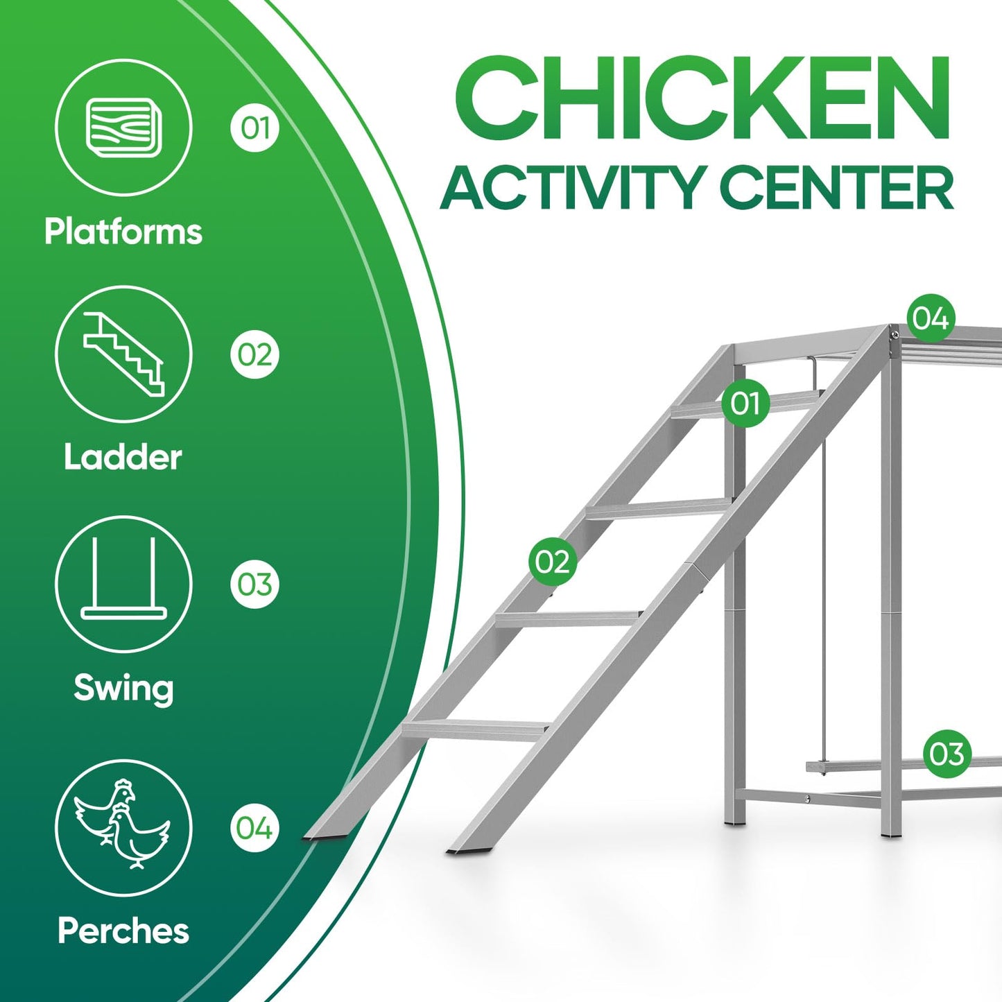 Chicken Coop Perches with Swing, Roosting Bars, Chicken Run Accessories Toy, Wooden Ladder for Pet's Healthy & Happy, Sturdy and Easy to Clean, Suitable for Backyard Farm