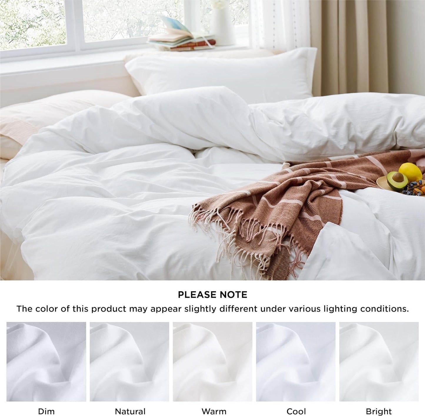 Duvet Protector Waterproof Breathable Reusable White IncontinenceProtector Duvet Cover Double Zipper Protective Multi-use for Babies, Adults and Pets. (White,Queen)