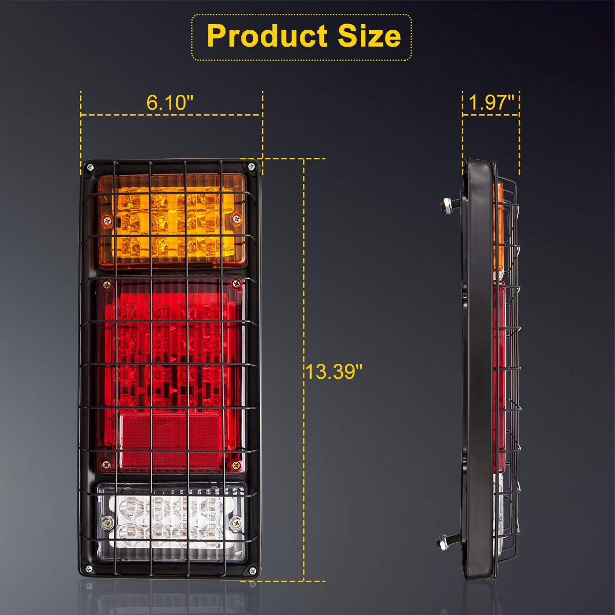 LIMICAR 40 LED Trailer Tail Lights Kit Waterproof, Truck Tail Lights with Reverse Turn Signal Brake Trailer Light Kit, Boat Trailer Lights For UTV UTE RV Camper Pickup (2 Pack)
