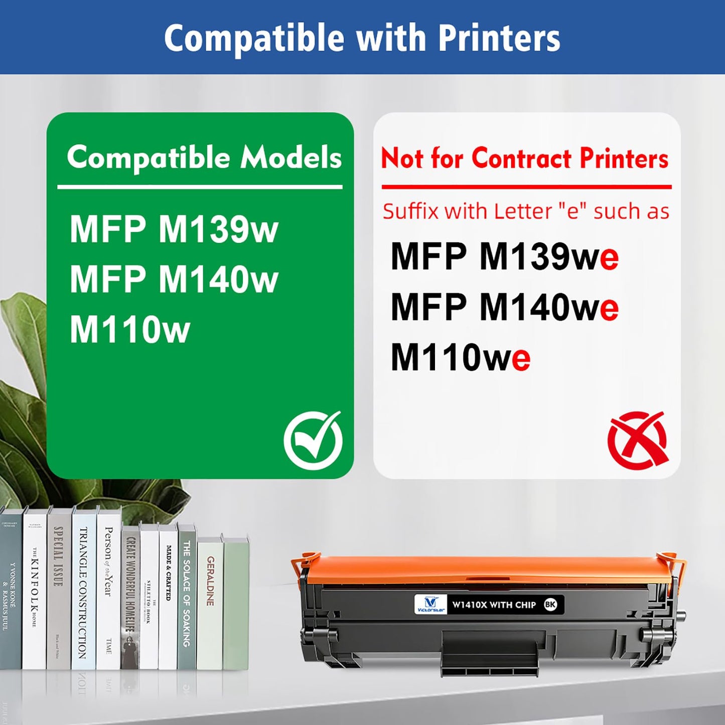141X W1410X ( 141A W1410A ) with CHIP Compatible Toner Cartridges High Capacity 2000 Pages Black for M110 M110w M139 M139w M140 M140w Printer, Incompatible with Printers Ending in 'e' (2 Pack)