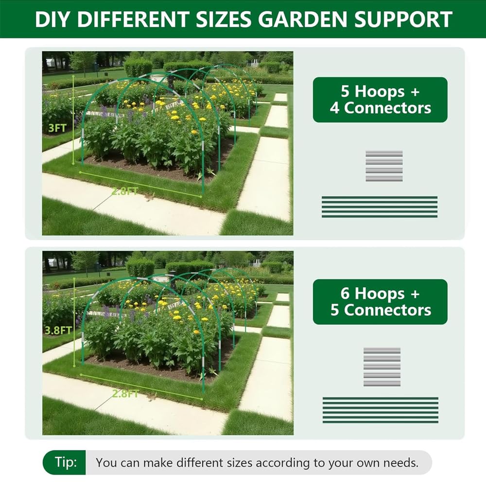 Garden Netting Kit for Raised Beds, 10x33FT Ultra Fine Mesh Netting with 6 Sets of Fiberglass Garden Hoops for Raised Beds, Vegetable Plants Fruits Flowers Birds Animals Barrier Protection Net