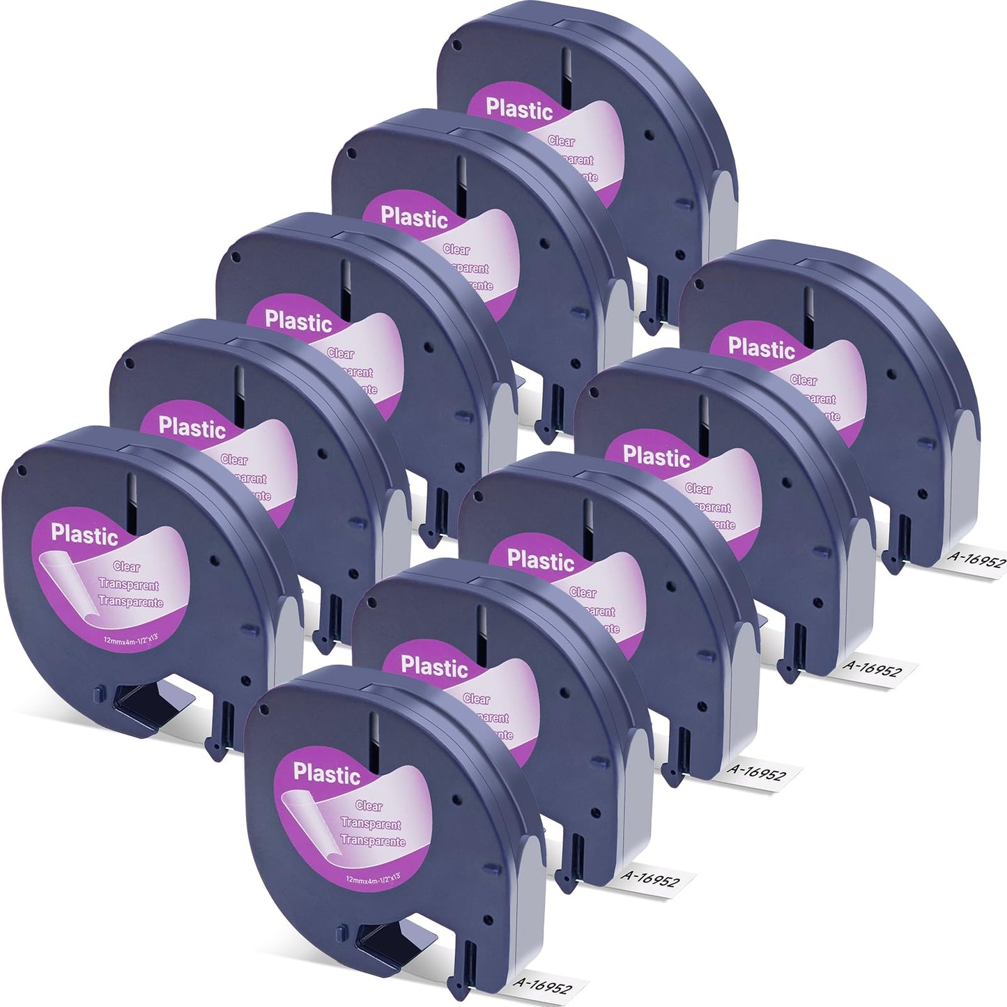 10PK 16952 Label Tape Compatible with Dymo Letratag Refills Black on Clear Plastic LT Labels Tape for DYMO LT-100H LT-100T QX50 Label Maker,1/2 inch x 13Feet(12mmx4m)