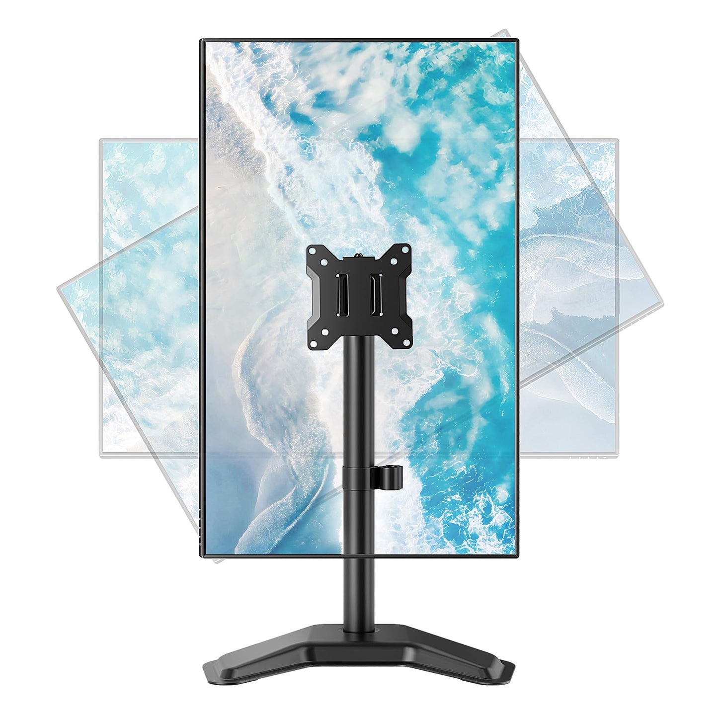 monTEK Stable Single Monitor Stand, Freestanding Monitor Arm for 17 to 32 inch & 22lbs Capacity Screen, Adjustable Height Desk Mount with Swivel and Tilt, VESA 75x75/ 100x100mm