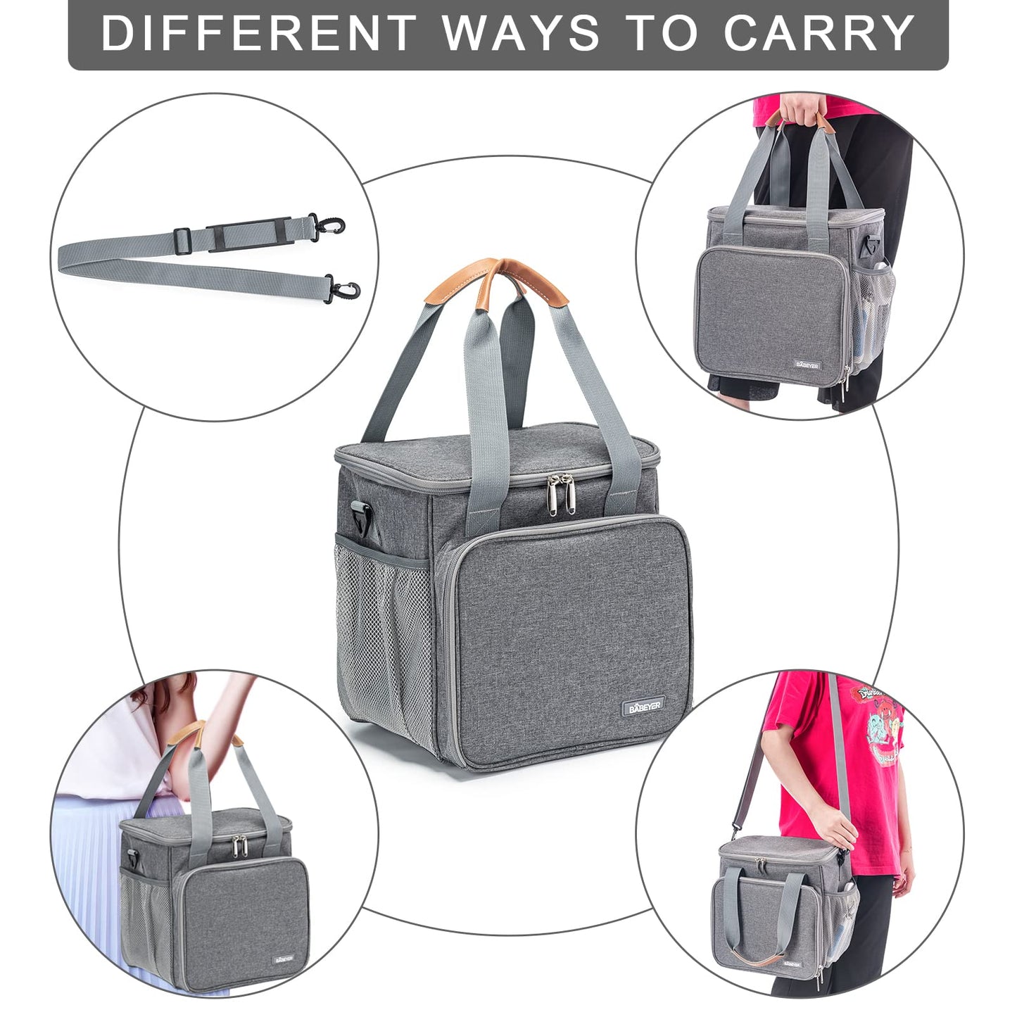 BABEYER Pet Grooming Bag, Dog Grooming Supplies Organizer Tote Bag, Perfect for Pet Grooming Tool Kit Accessories-Grey