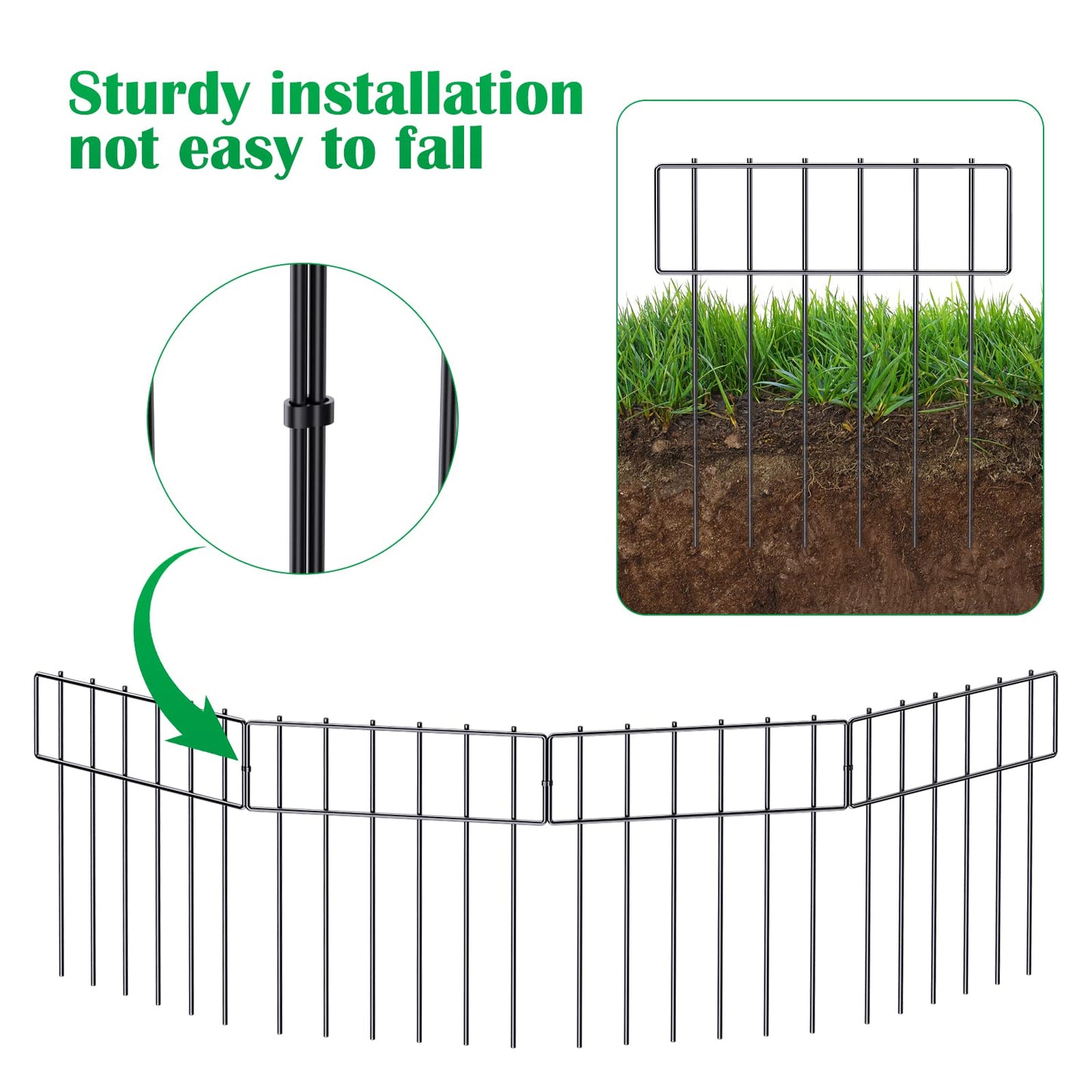 19 Pack Animal Barrier Fence, 17 in(H) X 20 Ft(L) Decorative Garden Fencing, Rustproof Metal Wire Garden Fence Border, Dog Rabbits Ground Stakes Fence for Landscape Patio.